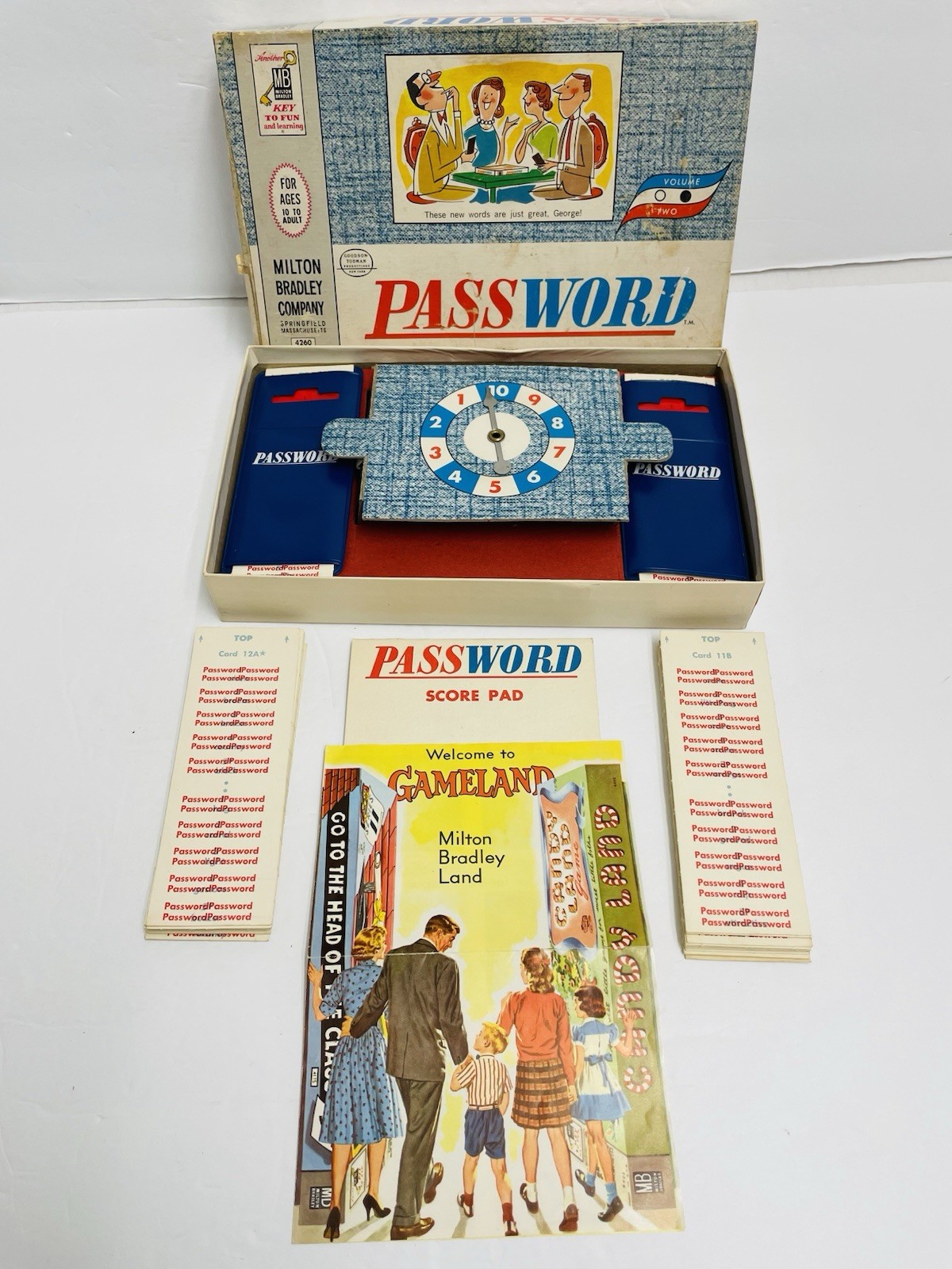 Vintage 1962 Password Board Game MB BLUE Box Edition Vol 2 #4260 Complete