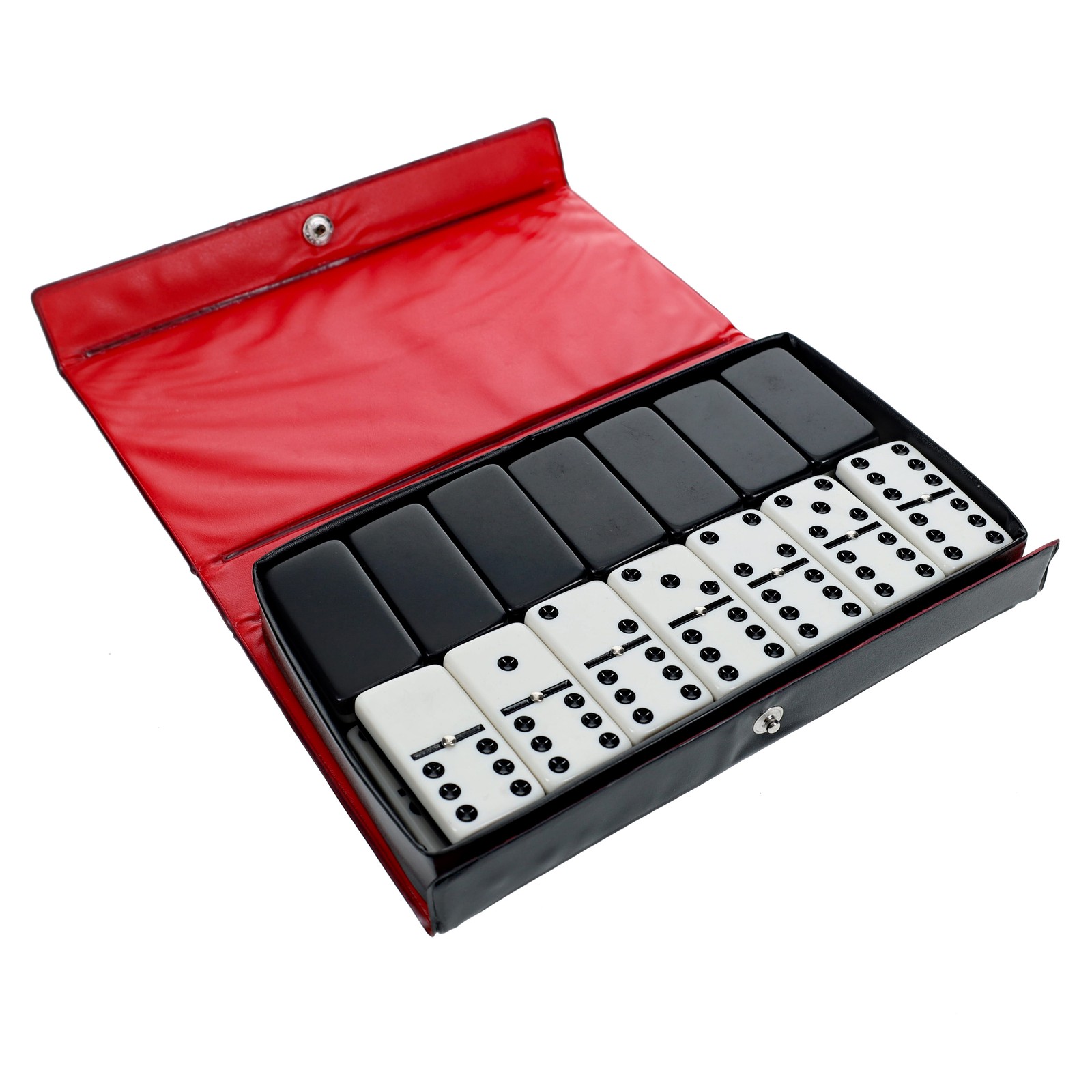 WE Games Two-Toned Black & White Double 6 Dominoes with Spinners – Club Size