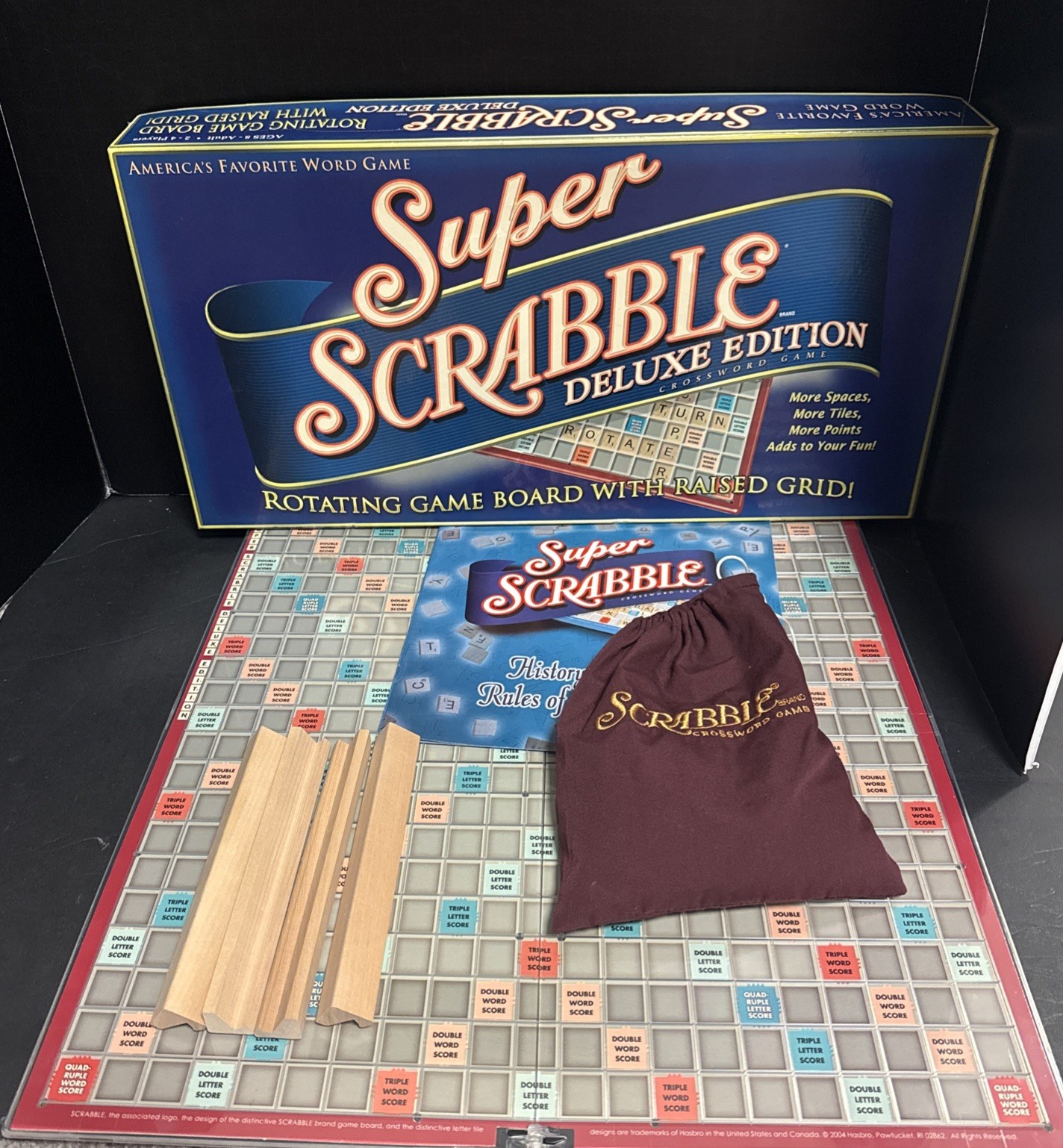 Super Scrabble Deluxe Edition Crossword Board Game 200 Tiles 99% Complete 2006