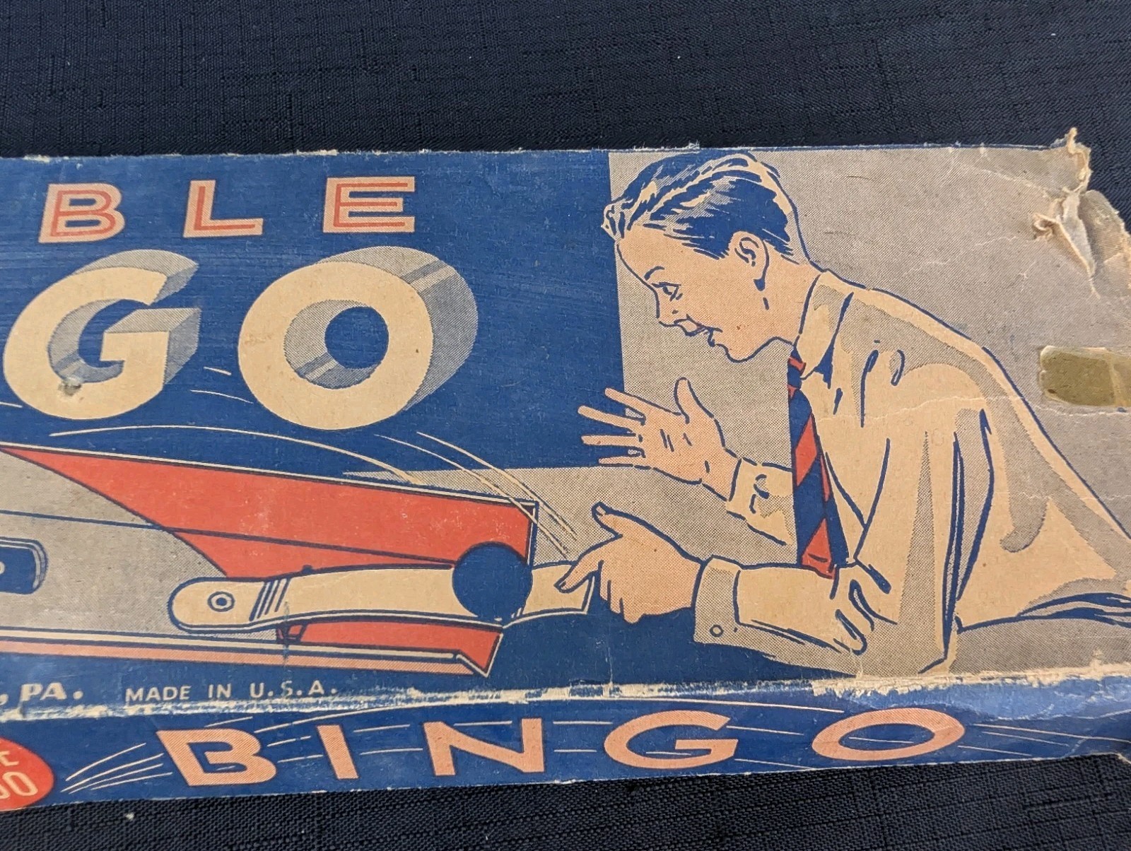 Vintage antique Wolverine No. 60 Marble Bingo Tin litho Toy Game w/ Original Box