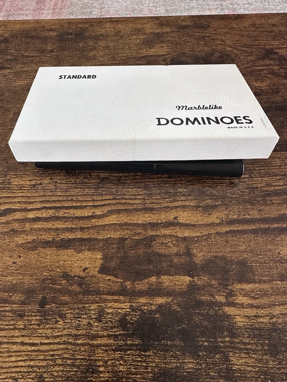 Vintage Set of Puremco No. 616 Standard Marblelike Dominoes Black