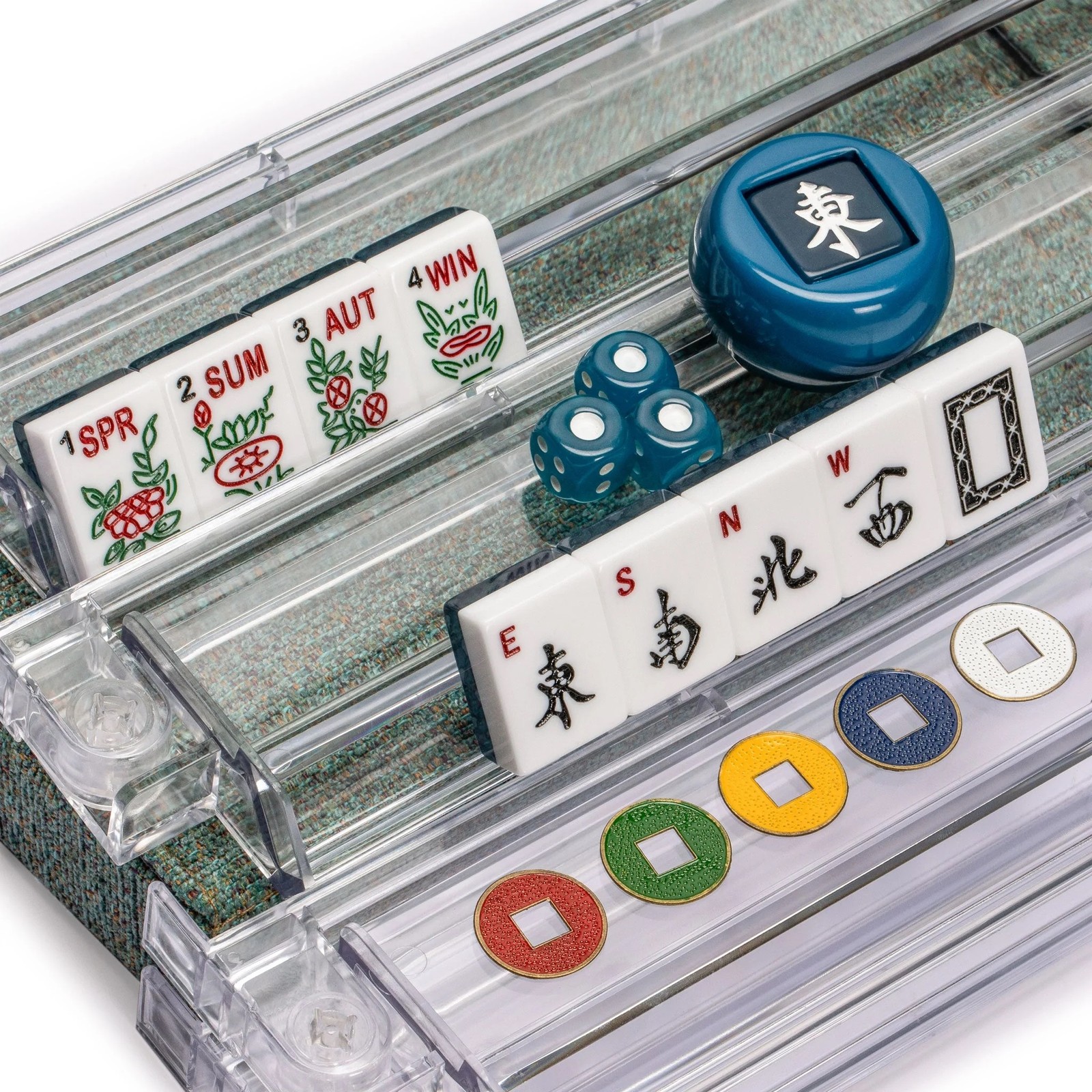 American Mahjong Oceana 166-Tile Rack/Pusher Heather Teal Soft Case TC-AF001-A