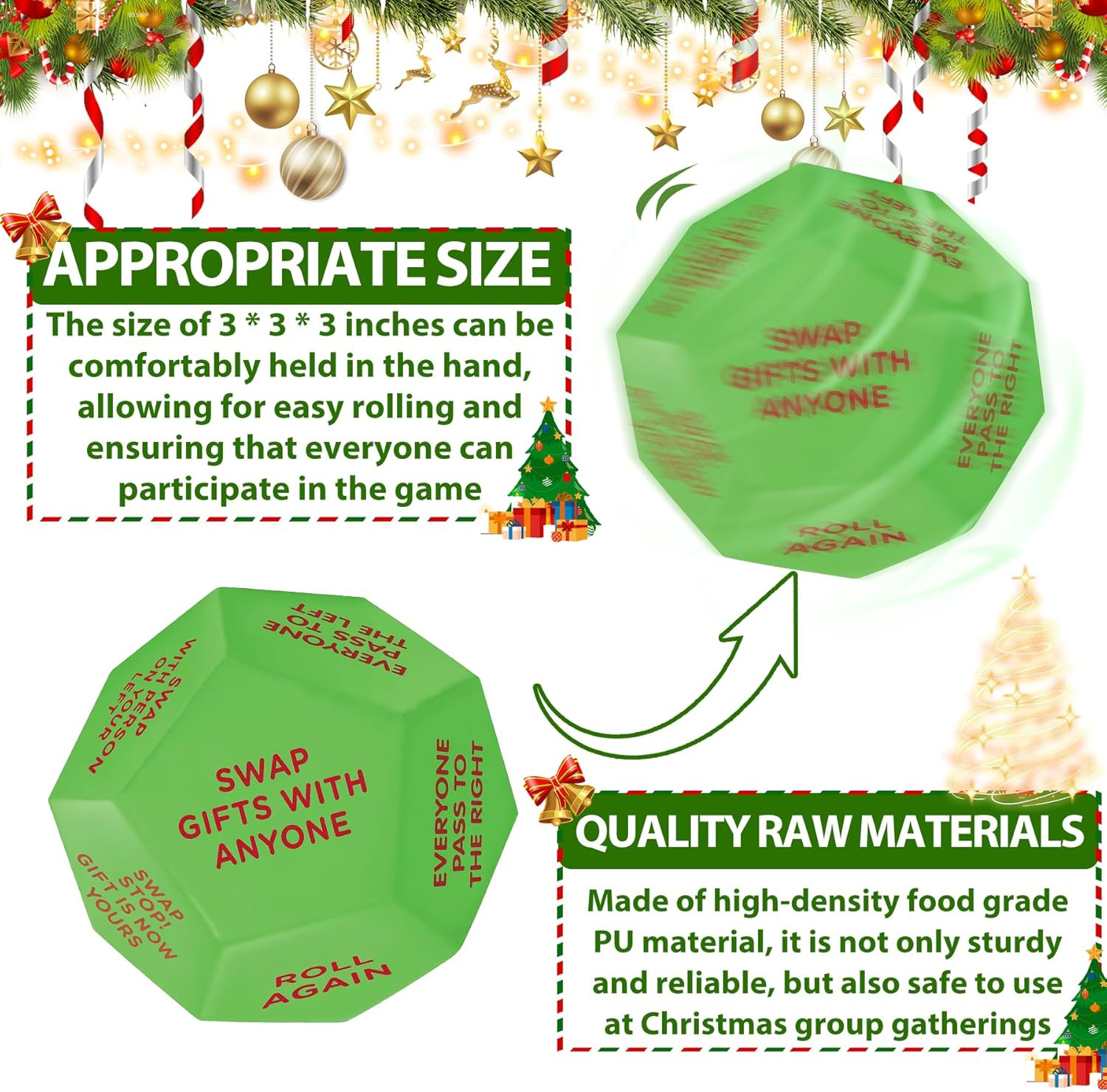 2025 New-Santa Swap Gift Exchange Dice,3 * 3In Exchange Gifts Family Game,Stocki