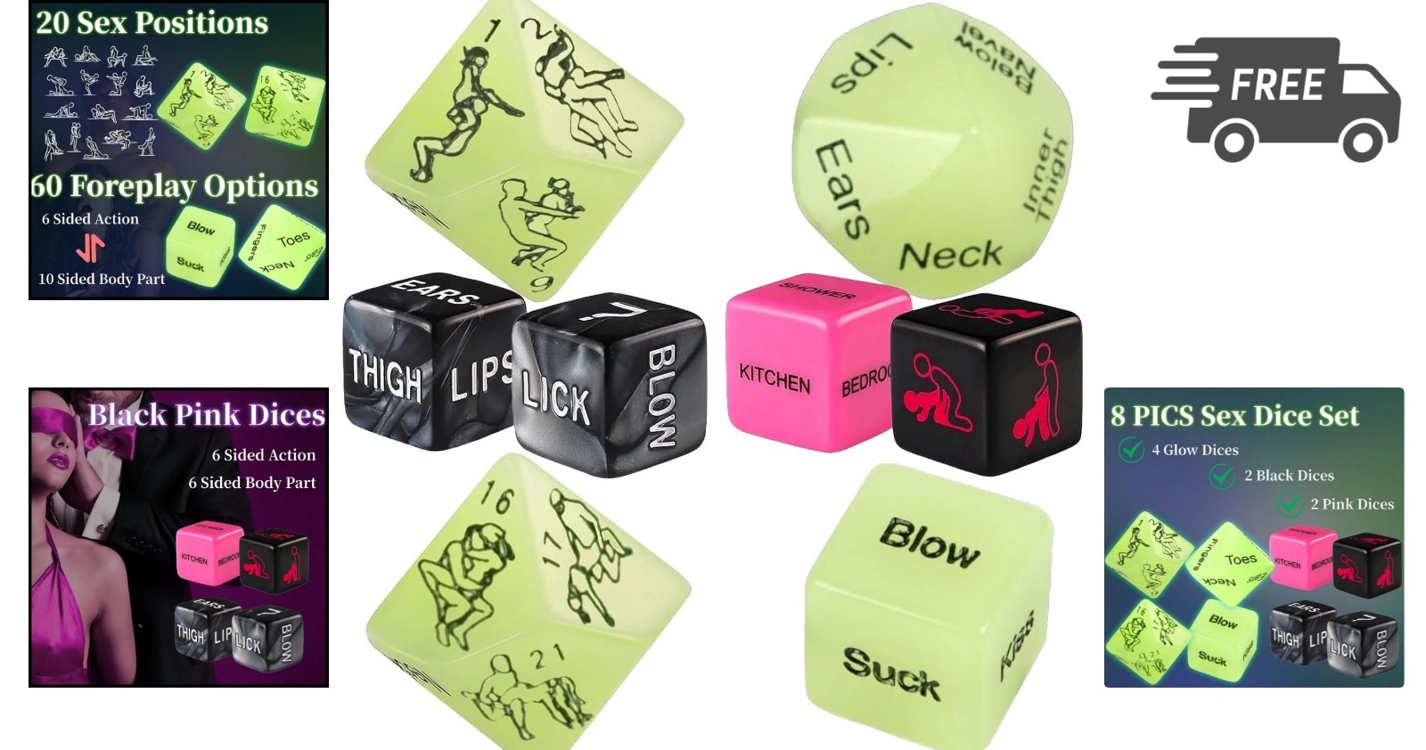 Couples Sex Dice Game Glow in Dark Romantic Adult Partners Play