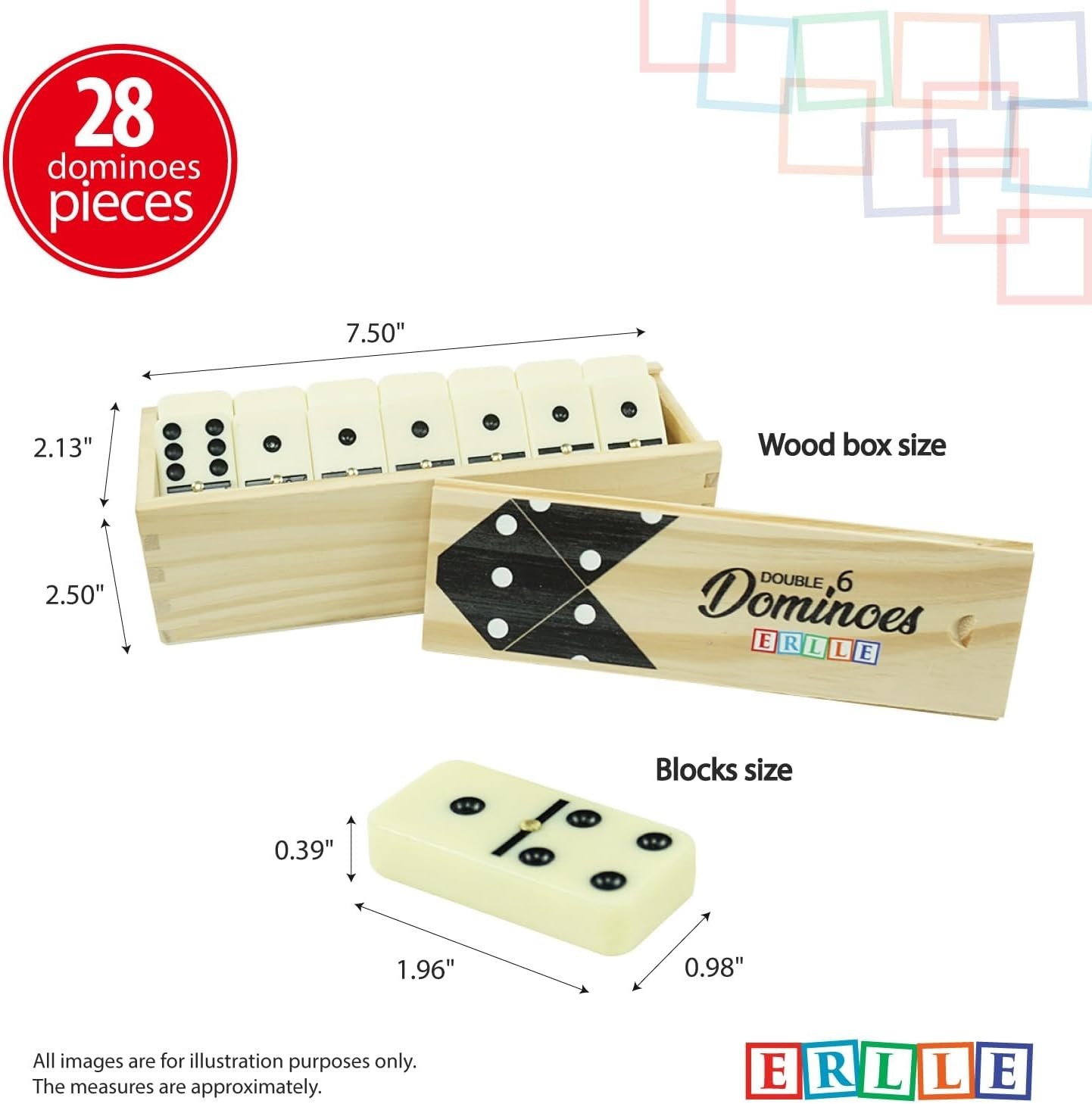Dominoes Set, Classic 28-Piece Double Six Domino Set with Wooden Case, Famil…