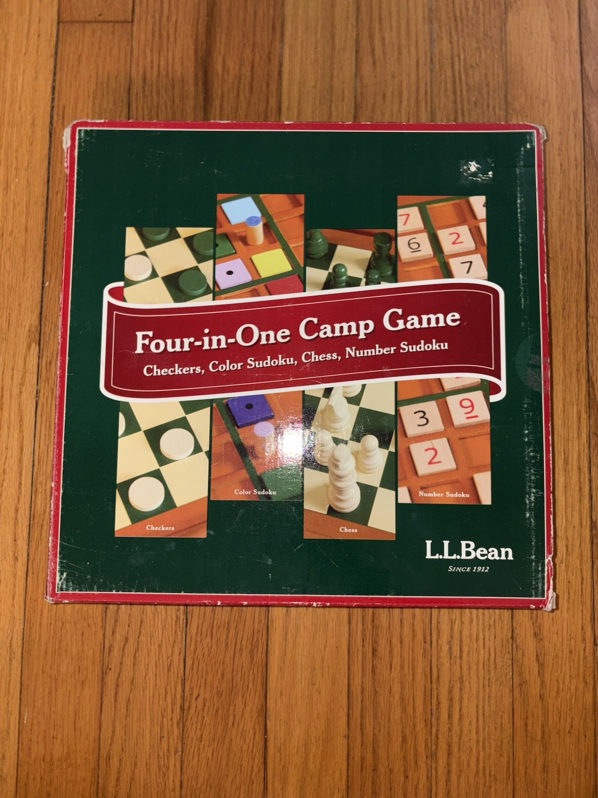LL BEAN Four in One Game Board: Checkers, Color Sudoku, Chess & Number Sudoku