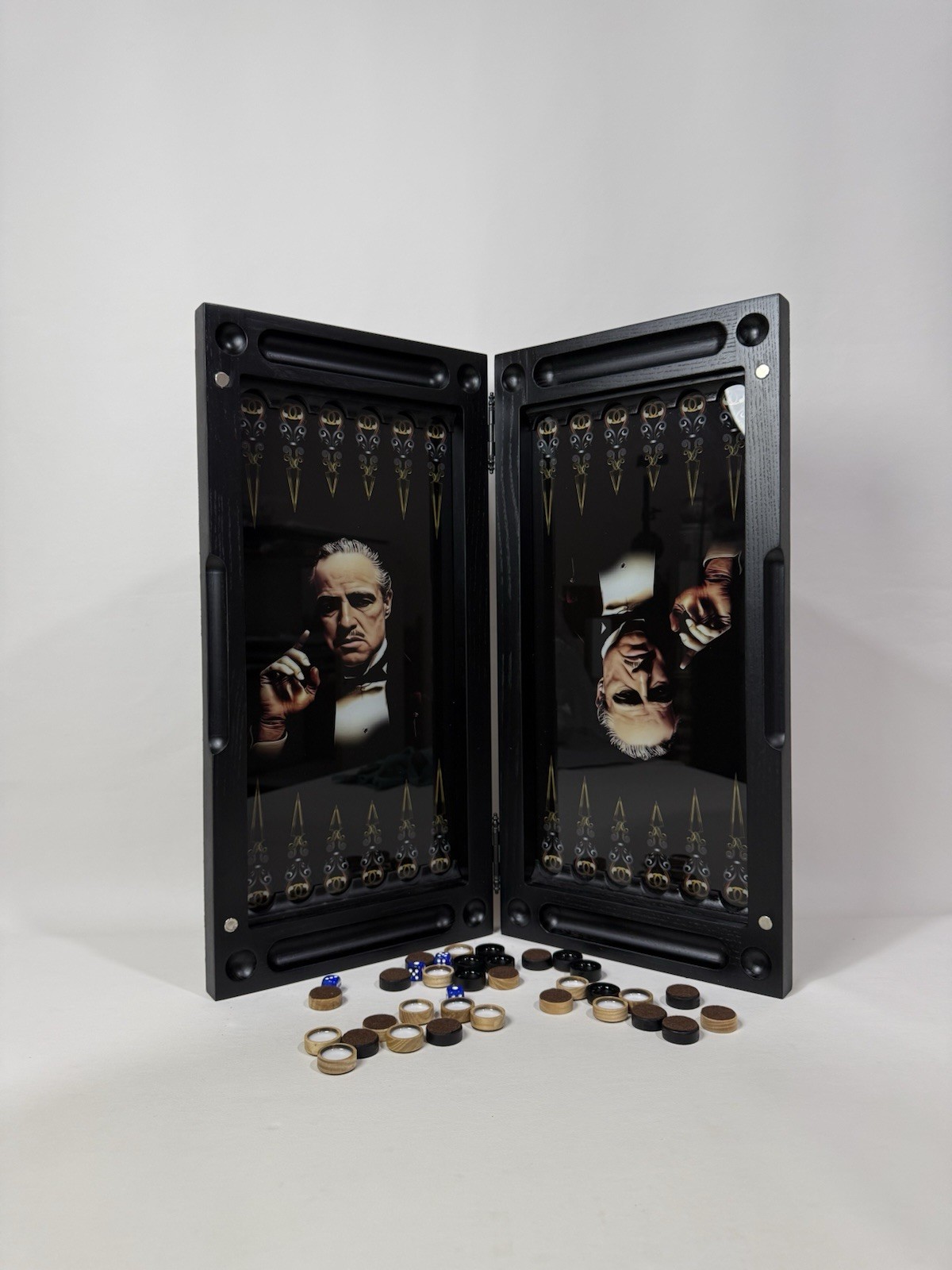 The Godfather Backgammon Board – Handmade Ash Wood & Glass Set, Luxury Gift