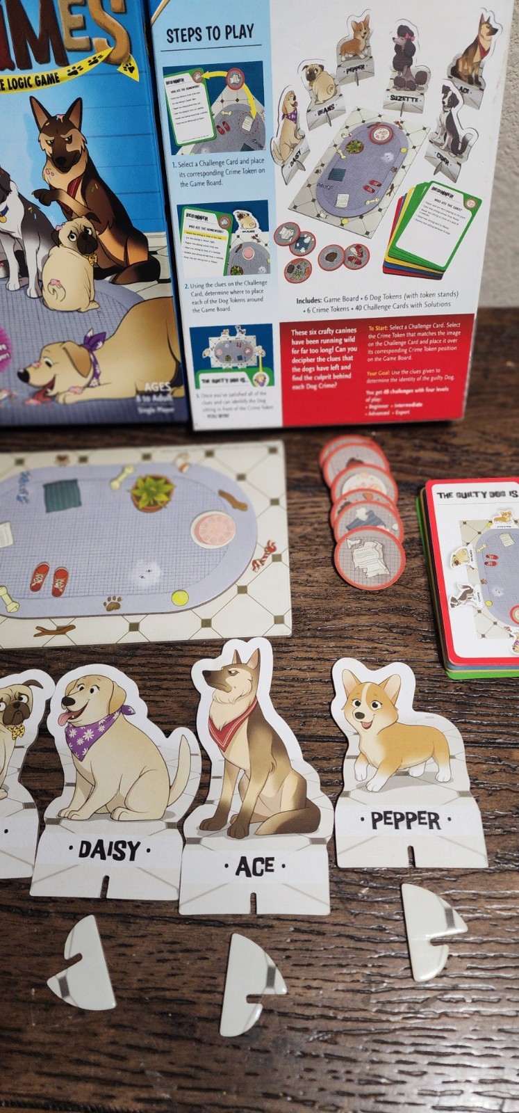 Dog Crimes Board Game, Complete Set, Logic Game, Single Player, Thinkfun Ages 8+
