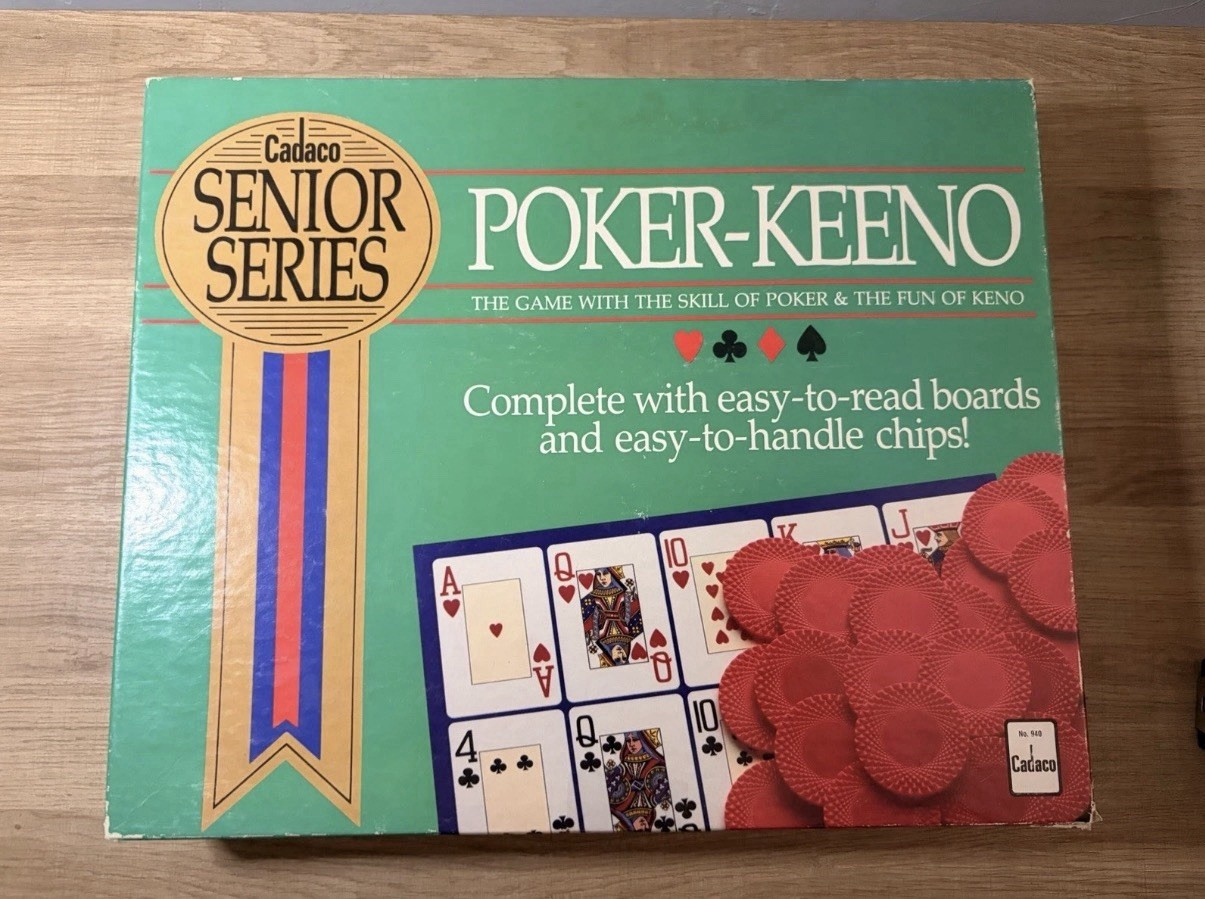 Vintage Cadaco Senior Series Poker-Keeno Complete Game No. 940 1989