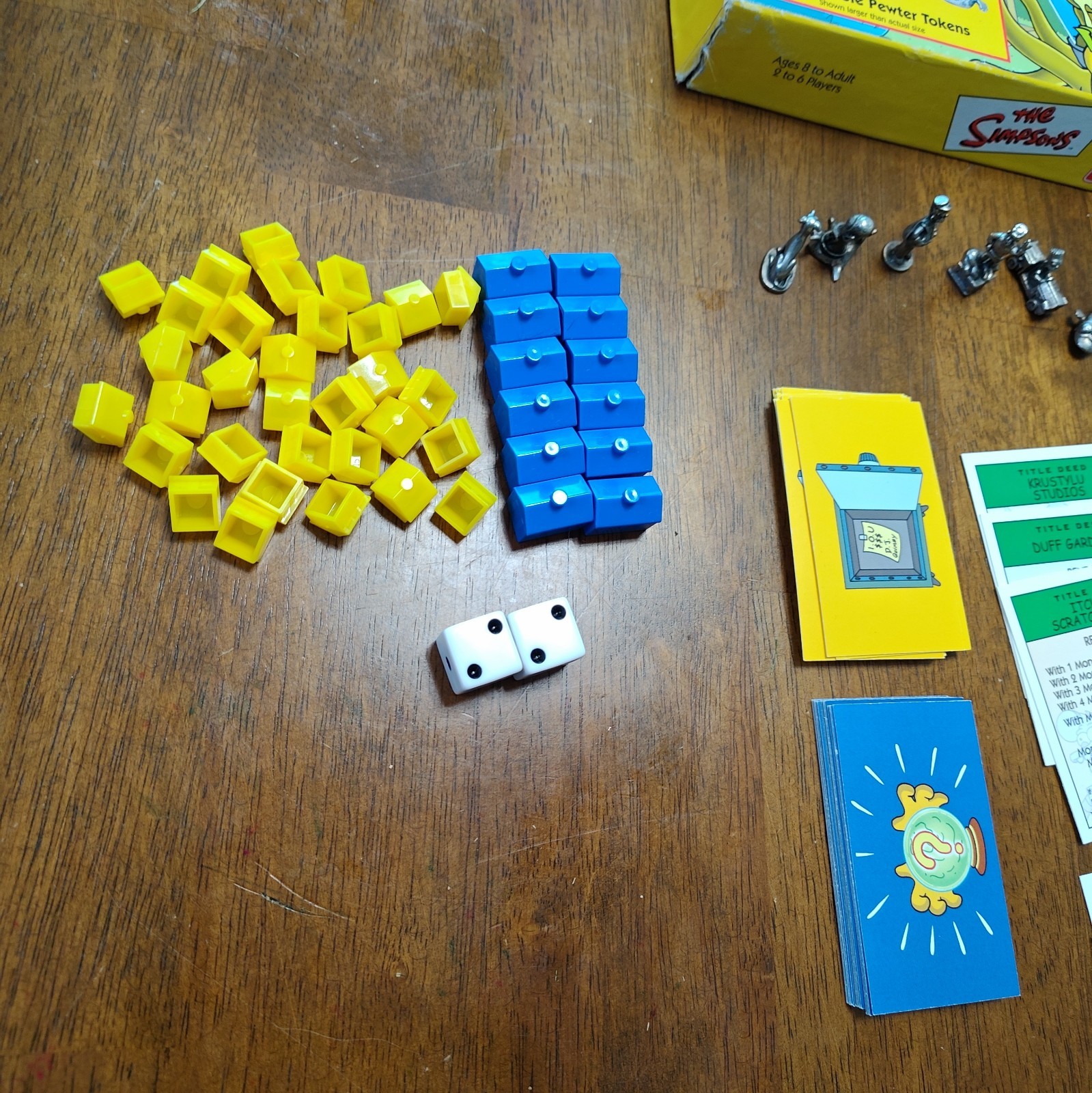 The Simpsons Monopoly Board Game W/ All 6 Pewter Tokens | Fully Complete In Box
