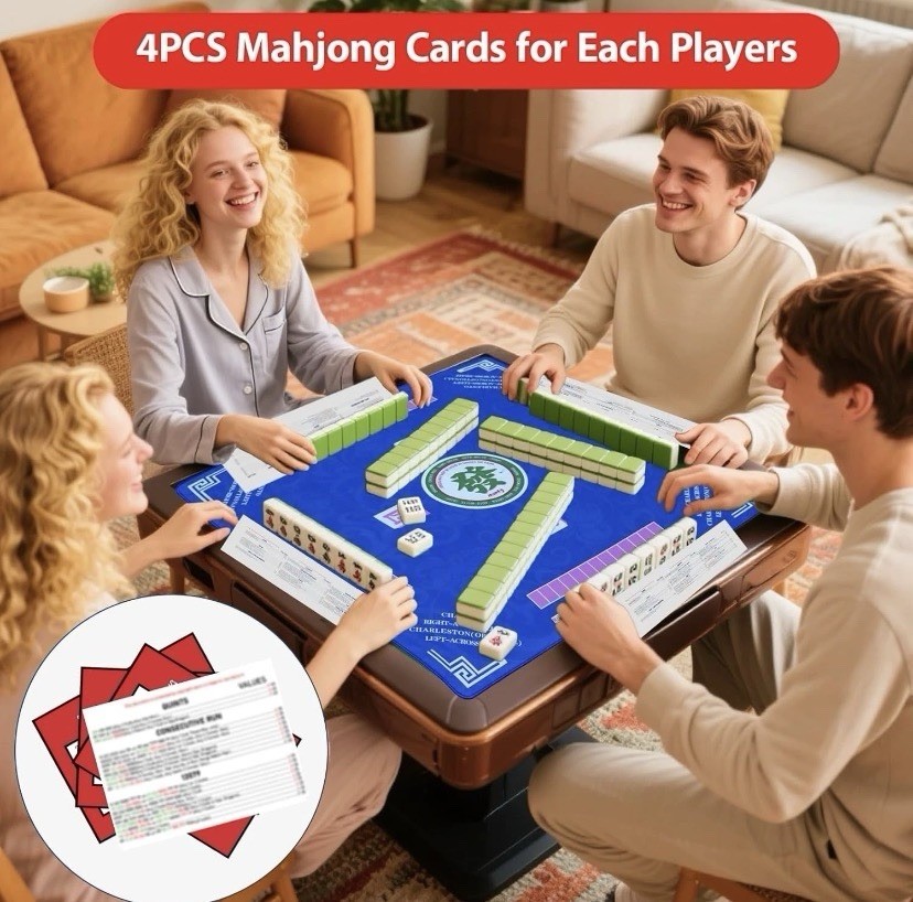 American Mahjong 2026 Revision, Rules Card Set, LARGE PRINT ~ Set Of 4 Cards