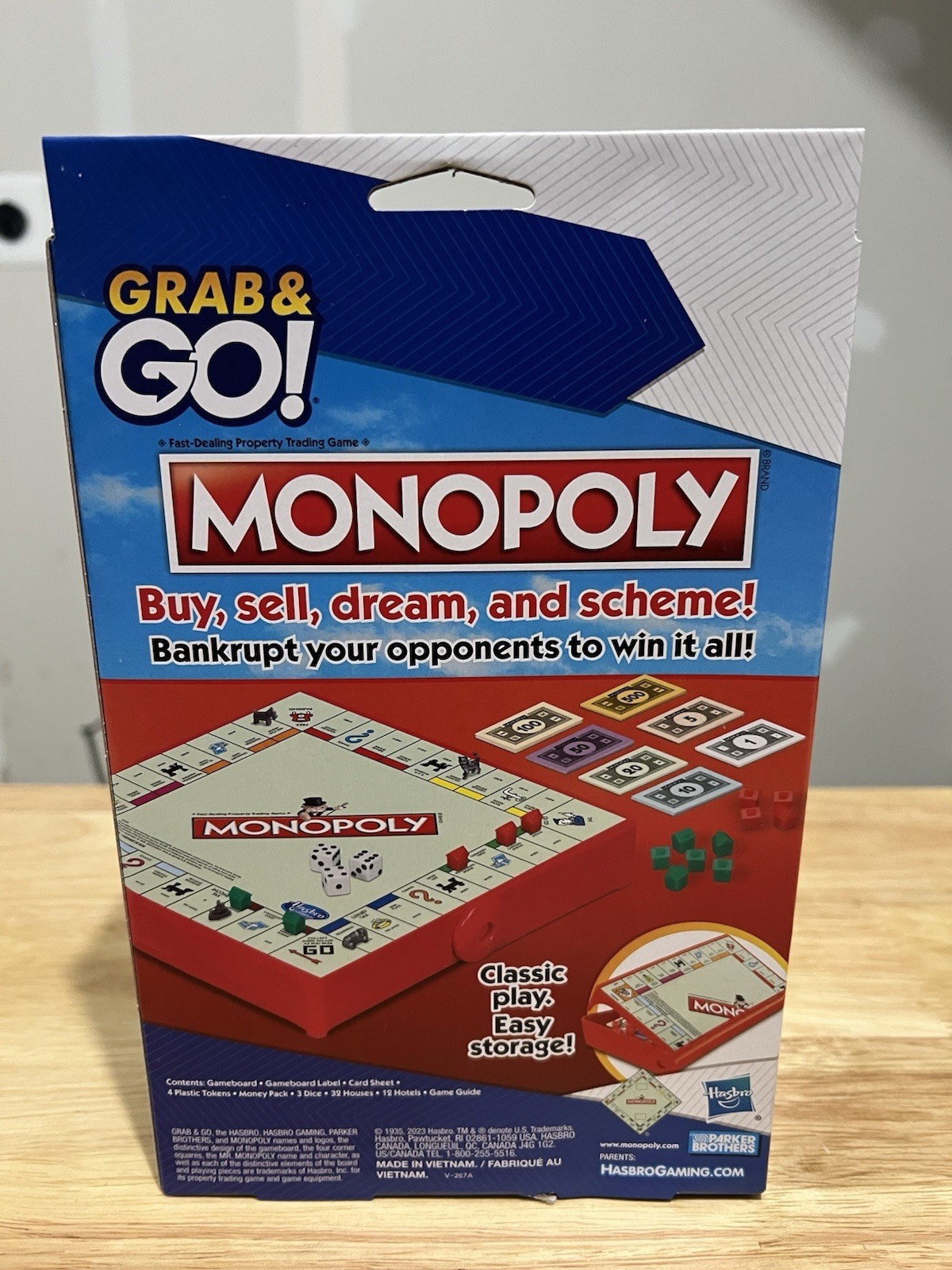 Monopoly Grab and Go Game for Ages 8+ Travel Game for 2-4 Players MTLD 5B