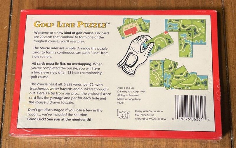 GOLF LINE PUZZLE Brain Teaser 1994 Binary Arts Corporation Sealed New