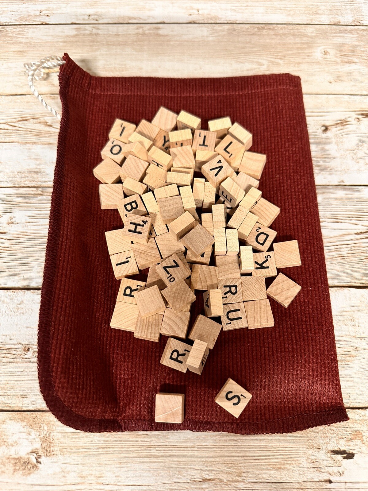 SCRABBLE ~ 1991 Deluxe Travel Edition ~ Mini Wood Tiles ~