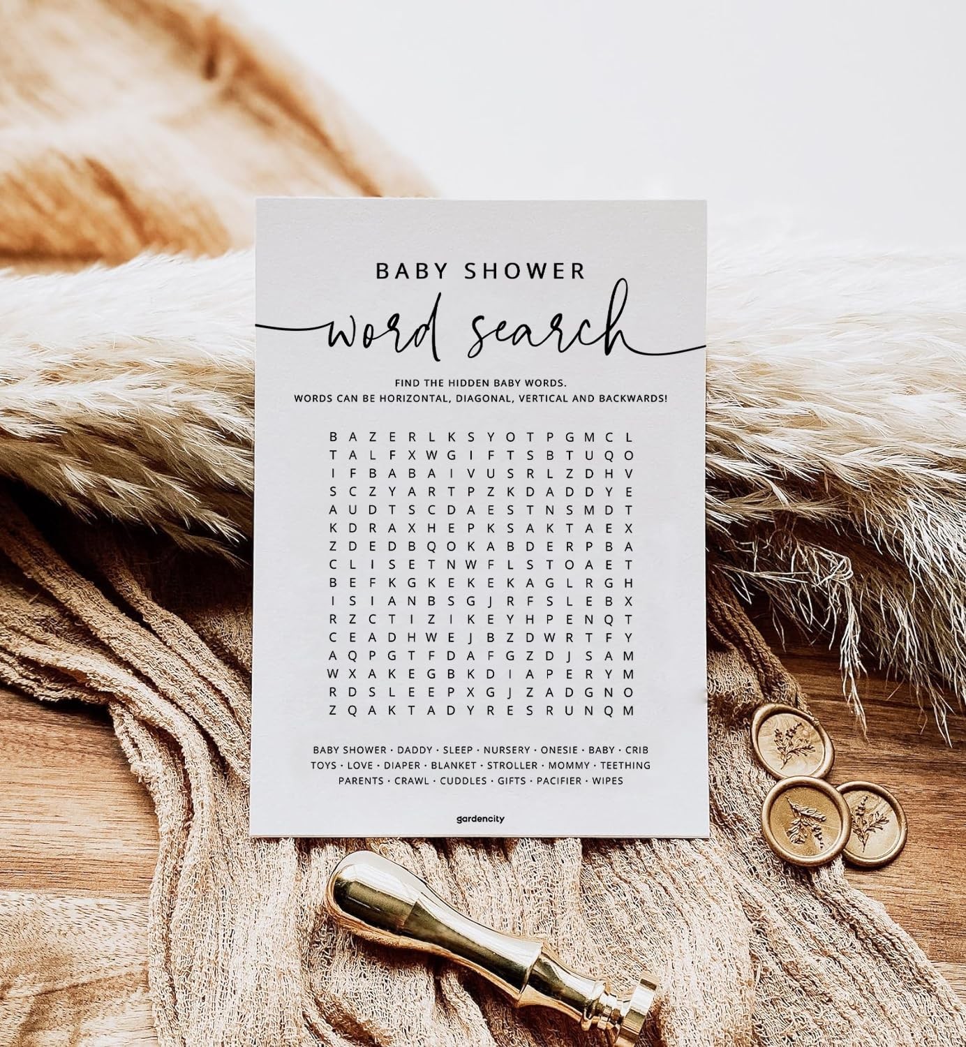 50 Baby Shower Word Search Game Cards, Fun Baby Shower Games for Boy or Girl,…