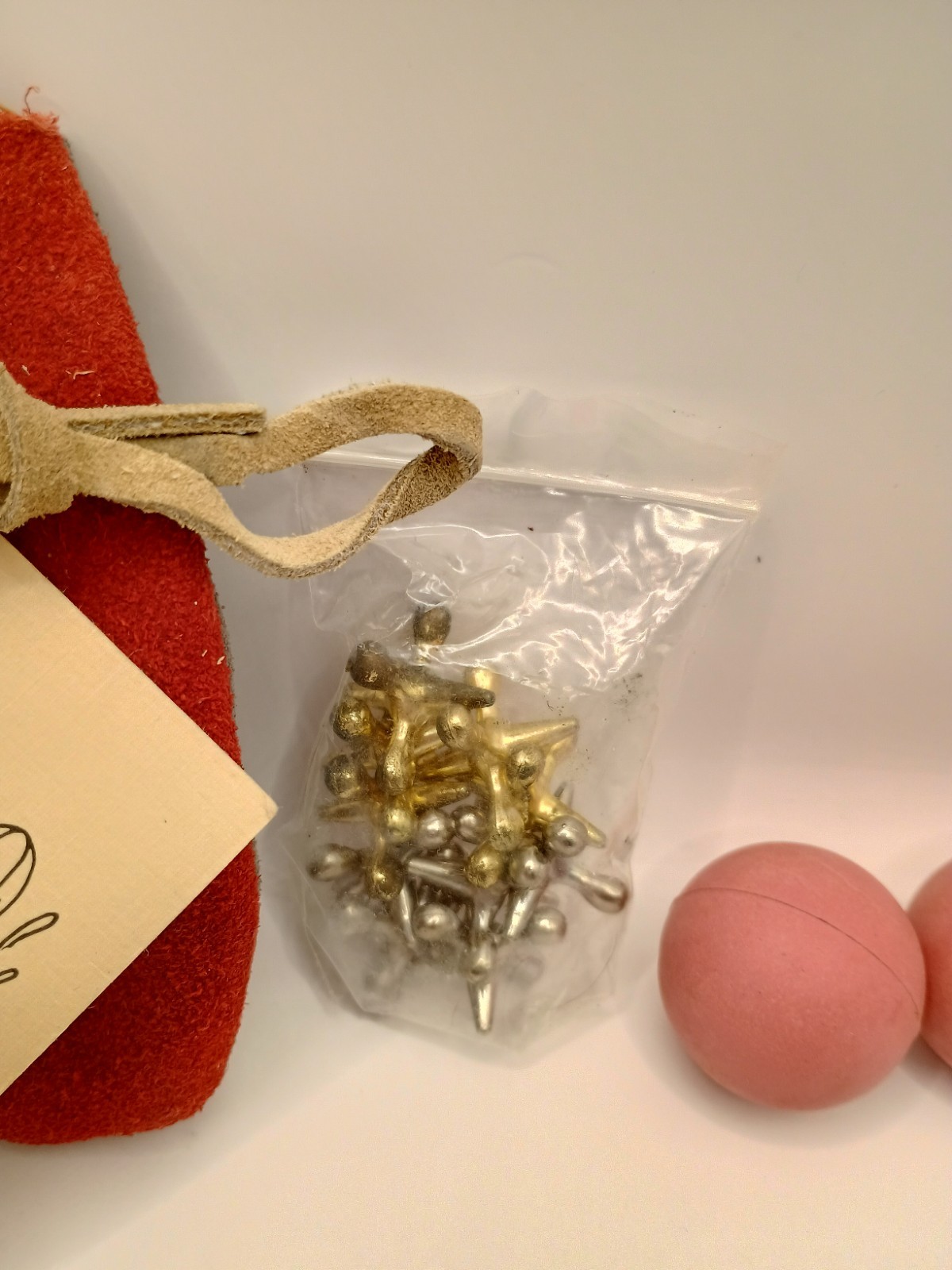 Vintage Jumbo Jacks Classic Game Original Suede Bag, Instructions, Bouncy Balls!