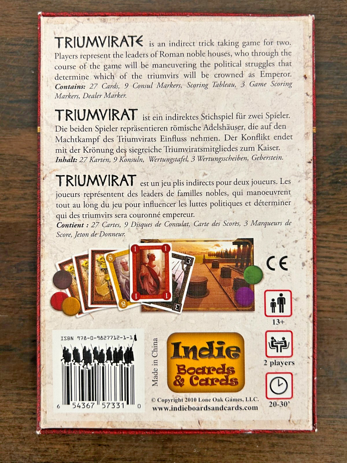 Indie Boards & Cards – Triumvirate Card Game (2010) – COMPLETE! VG+/EX!