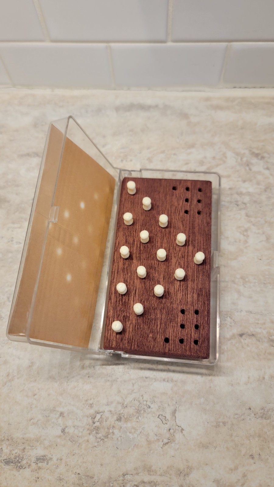 Solid Wood Triangle solitaire Peg Game Classic Wooden Brain Teaser Puzzle