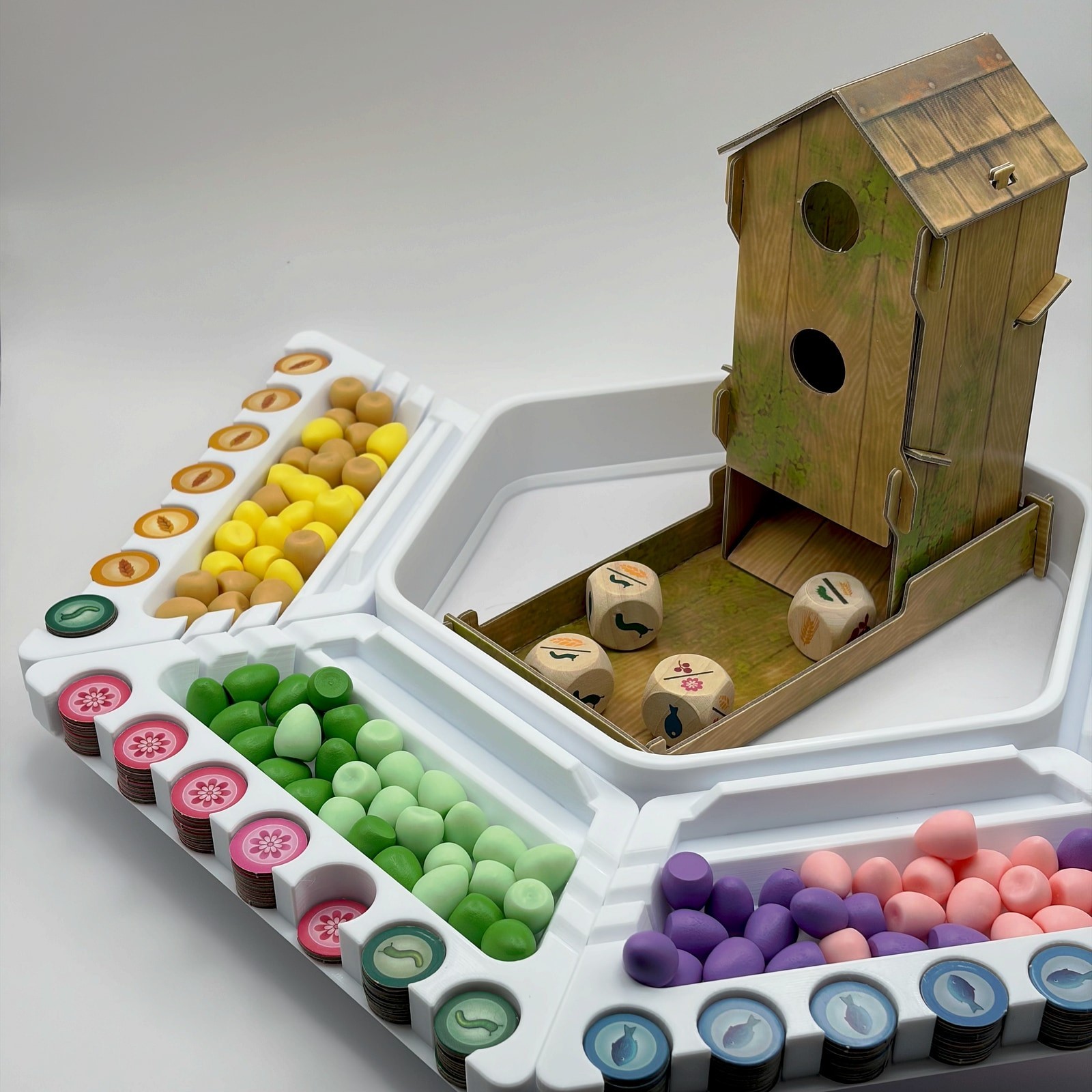 Wingspan Rotating Organizer All Expansion Token Egg Storage 6 Trays Dice Arena