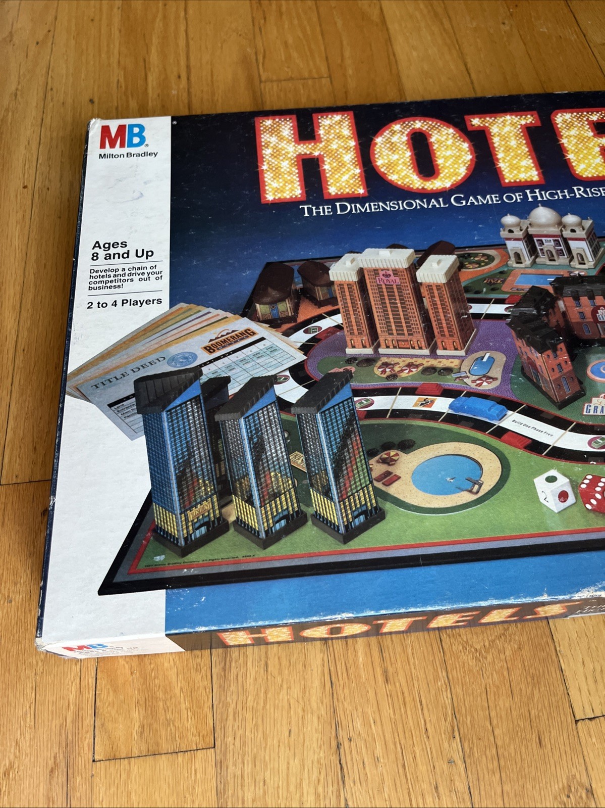 Vintage 1987 Hotels Board Game Milton Bradley MB Real Estate – 100% Complete