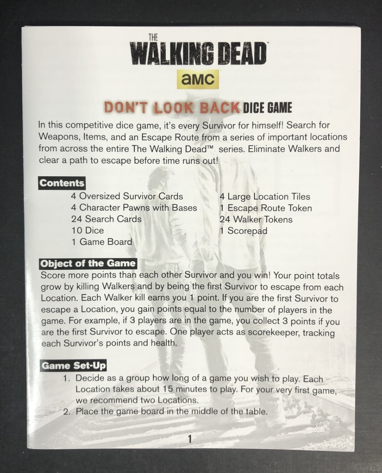 THE WALKING DEAD: Don’t Look Back Dice Board Game 2014 Cryptozoic Free Shipping
