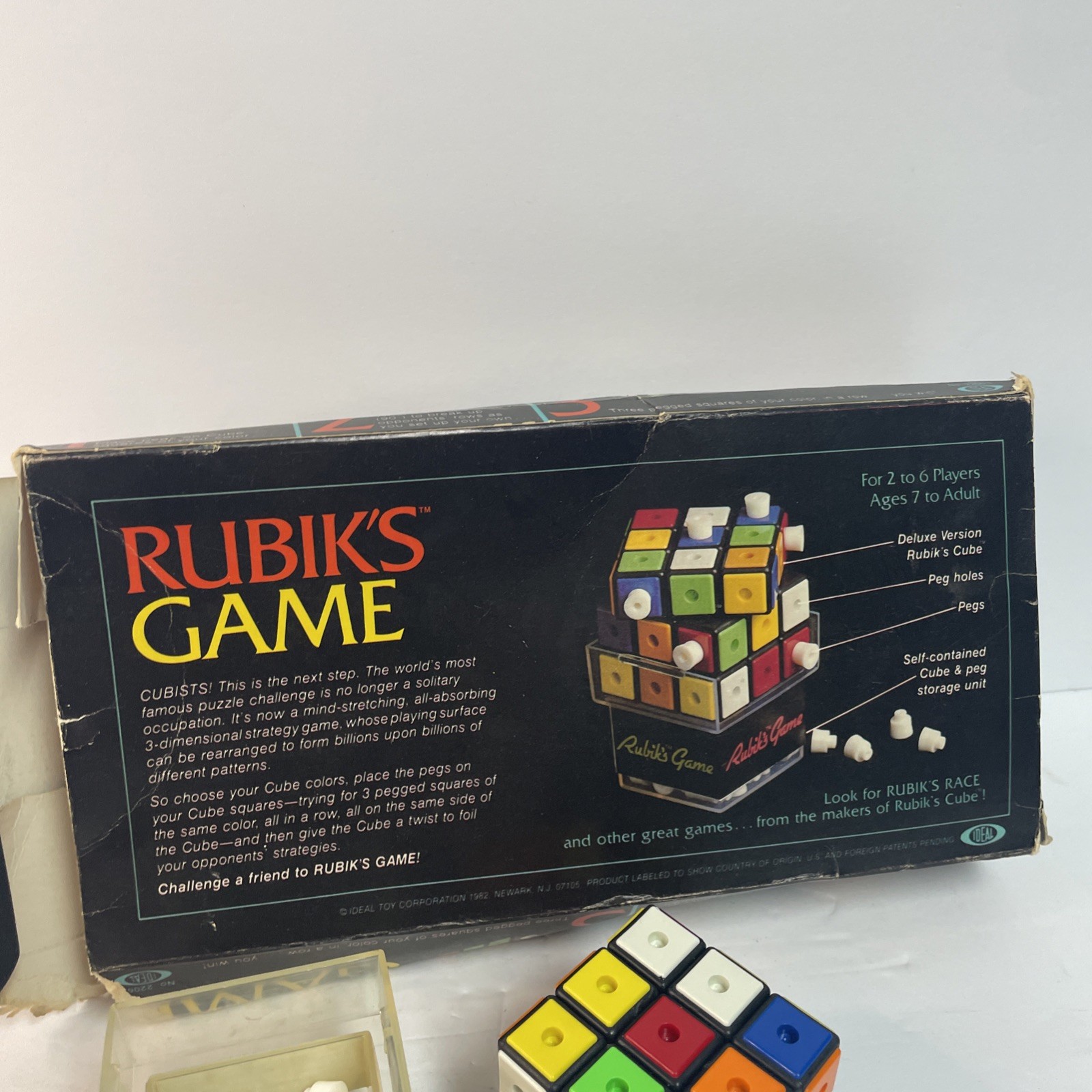 Vintage Rubik’s Cube Game 1982 Complete Ideal Toy Corp Peg Game Original Box-GS