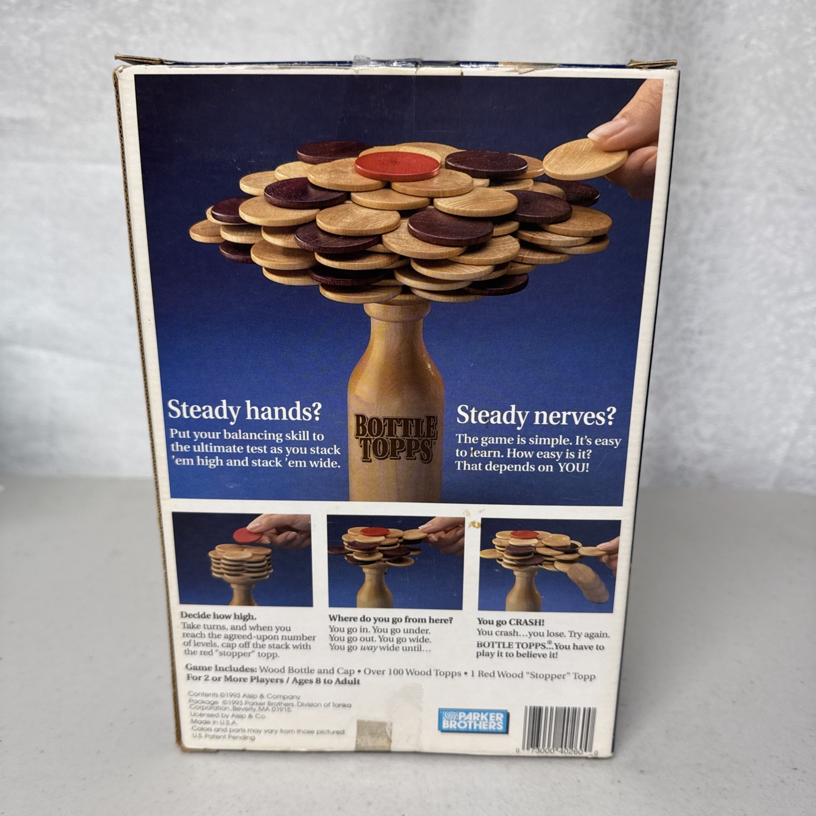 Parker Brothers Bottle Topps Game Real Wood Stacking Game 1993 Ages 8 & Up