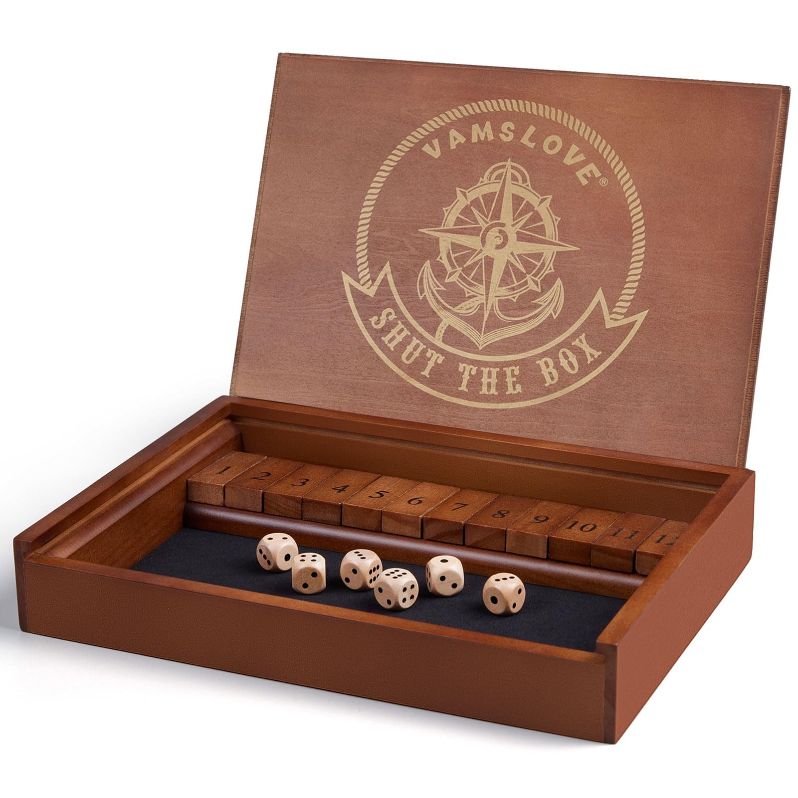 Shut The Box Dice Game Wooden Board Table Math Game for 2 Players and Up, 12 …