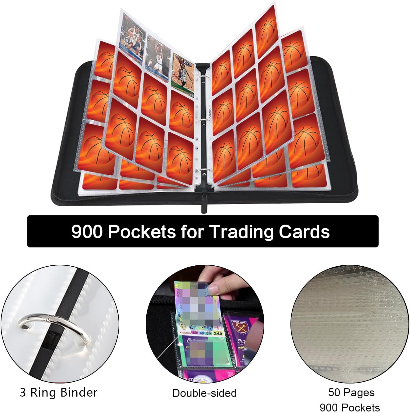 Basketball Card Binder with Sleeves, 900 Pocket 900 Pockets, Theme