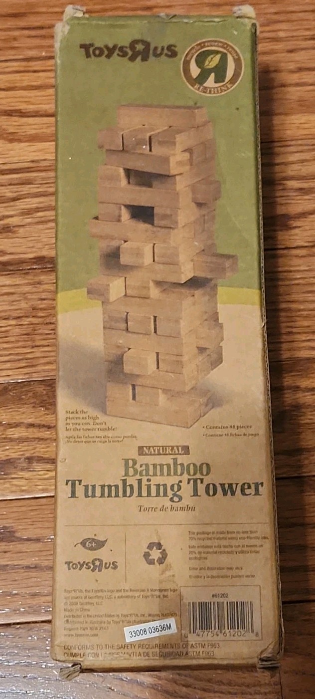 TOYS R US Natural Bamboo Tumbling Tower Recycle Renew Reuse (Jenga like)