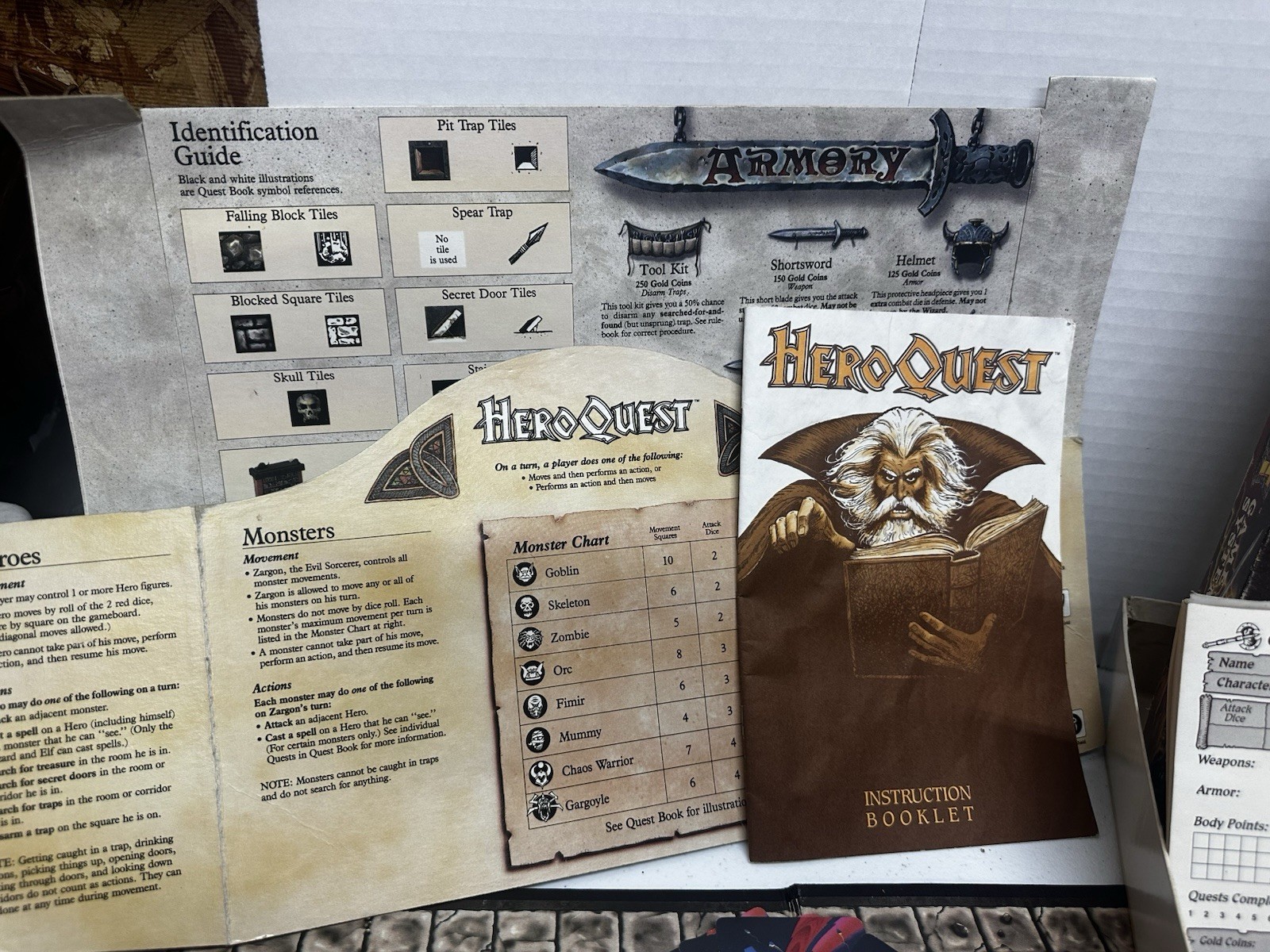 Original 1990 Milton Bradley HeroQuest Game System – Incomplete Lot Starter Set