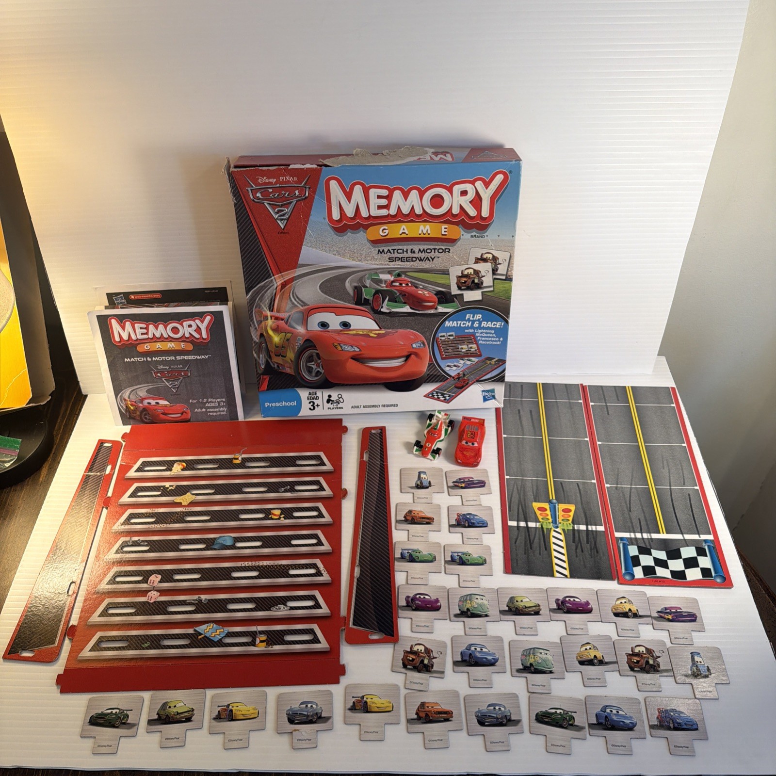 Hasbro Disney Pixar Cars 2 Edition Memory Game Match & Motor Speedway Complete