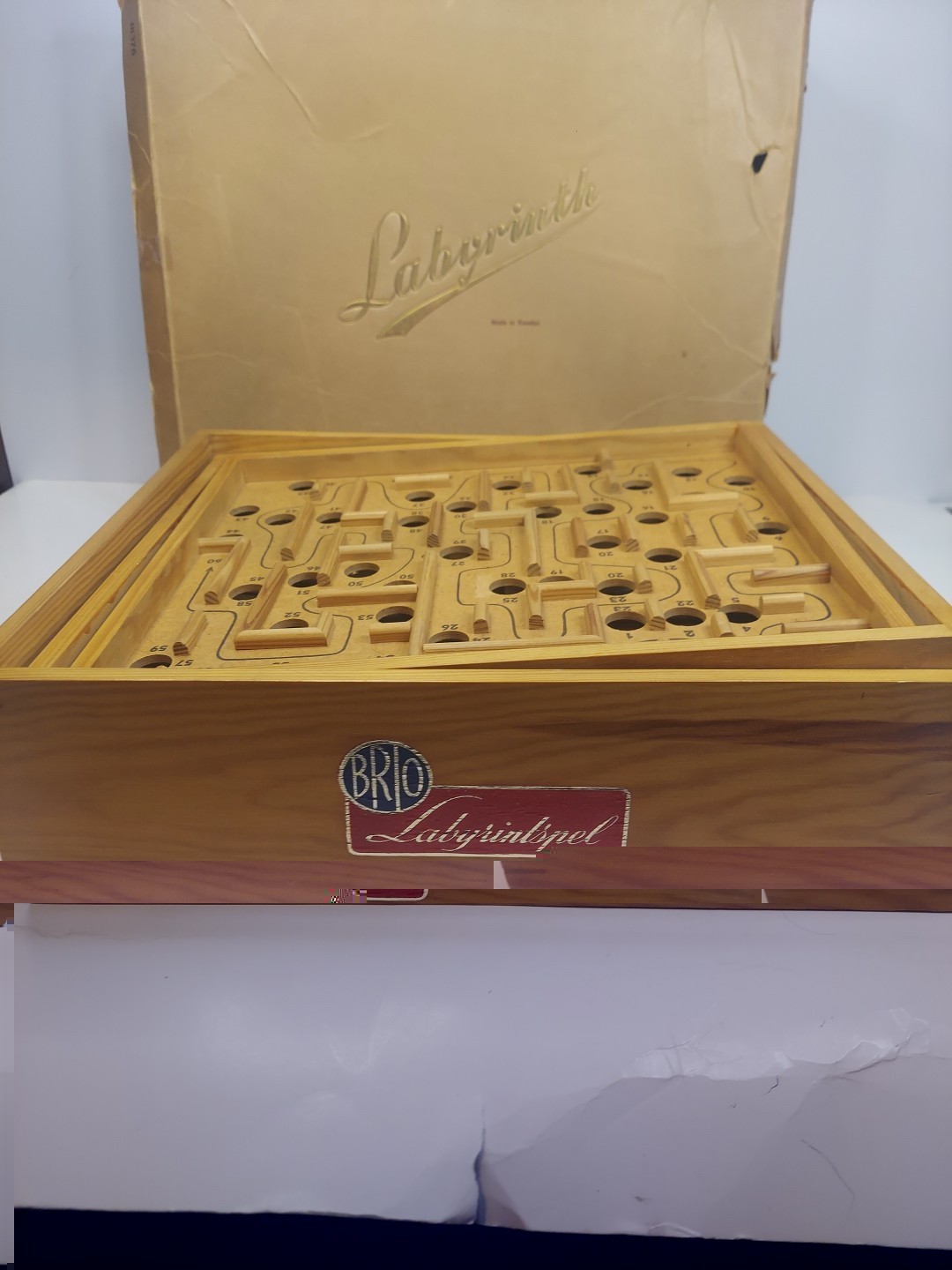 Vintage 1950 Brio Labyrinth Wooden Game with Original Box!!