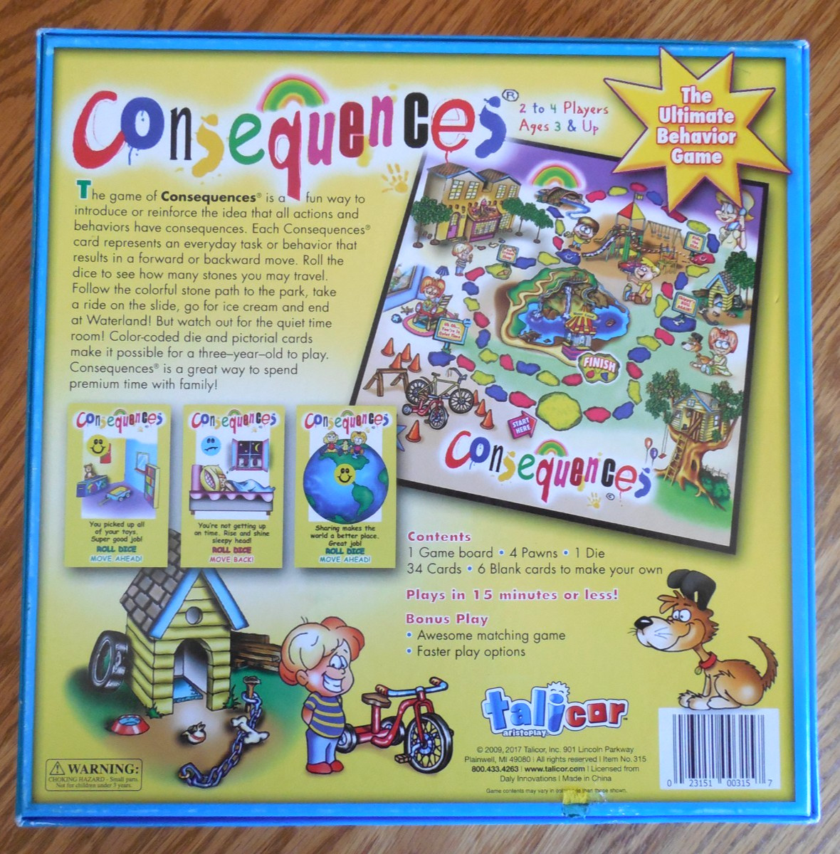 NEW 2017 Talicor Inc “Consequences” The Ultimate Behavior Board Game for Age 3+