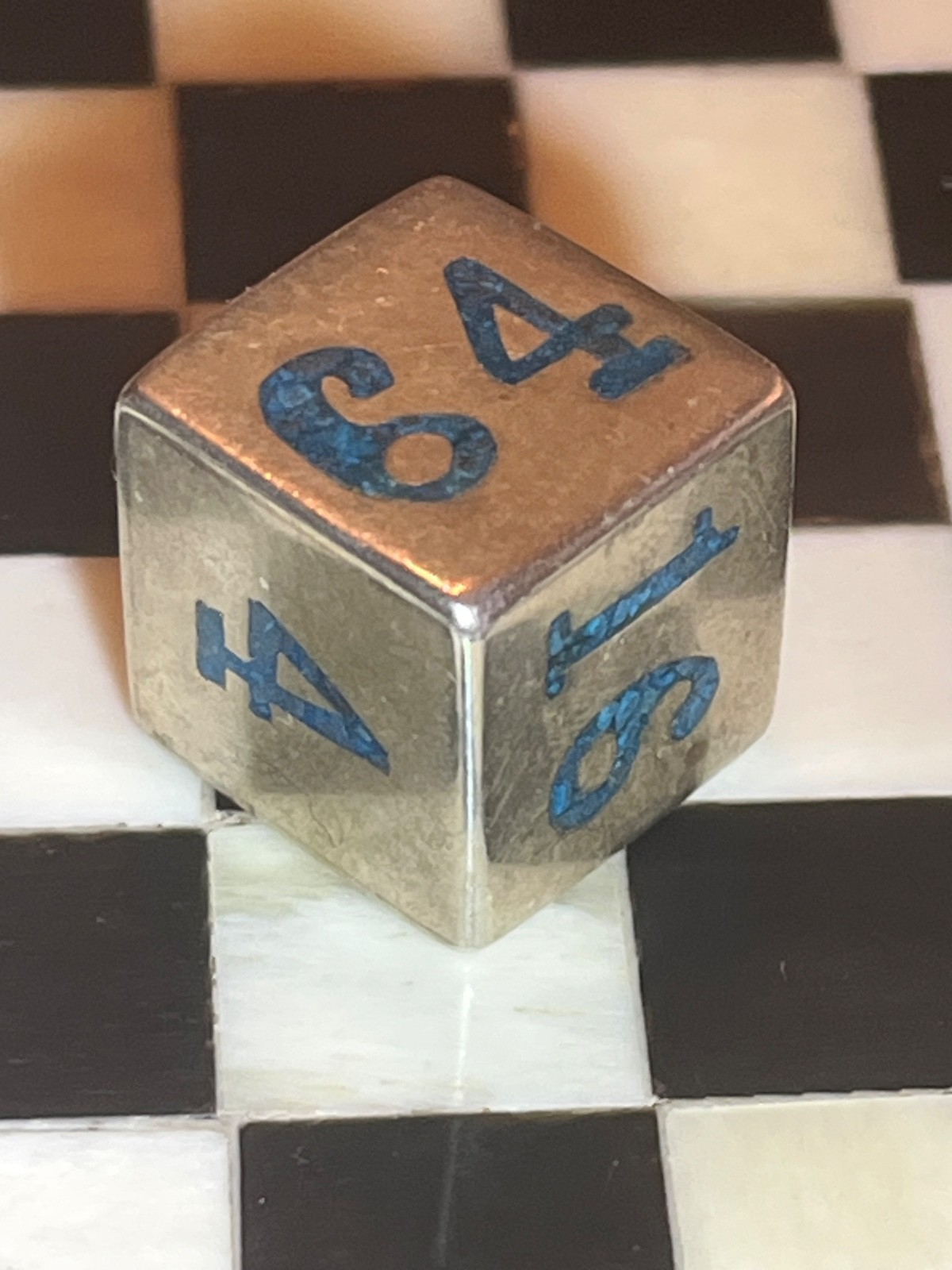 Vintage RARE sterling silver backgammon doubling cube dice 021626@