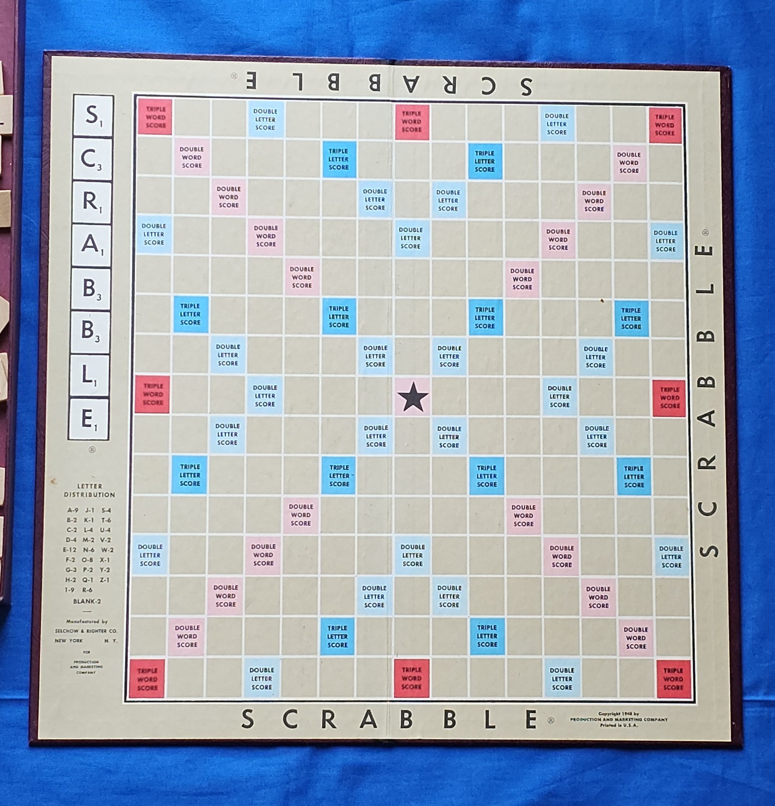 Vintage 1948-1953 Scrabble Board Game 100pc COMPLETE Wood Tiles Selchow Righter