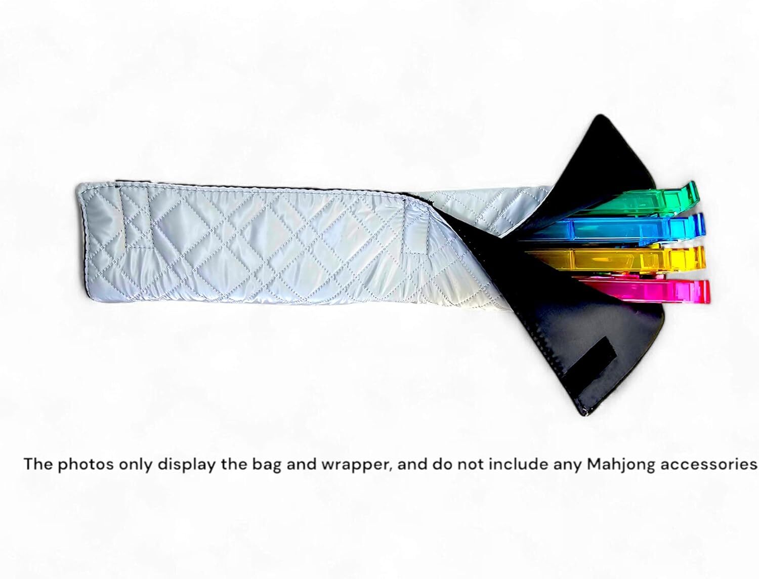 “Silver” Quilted PU Leather Mahjong Carry Bag with Zippered Storage Pocket.