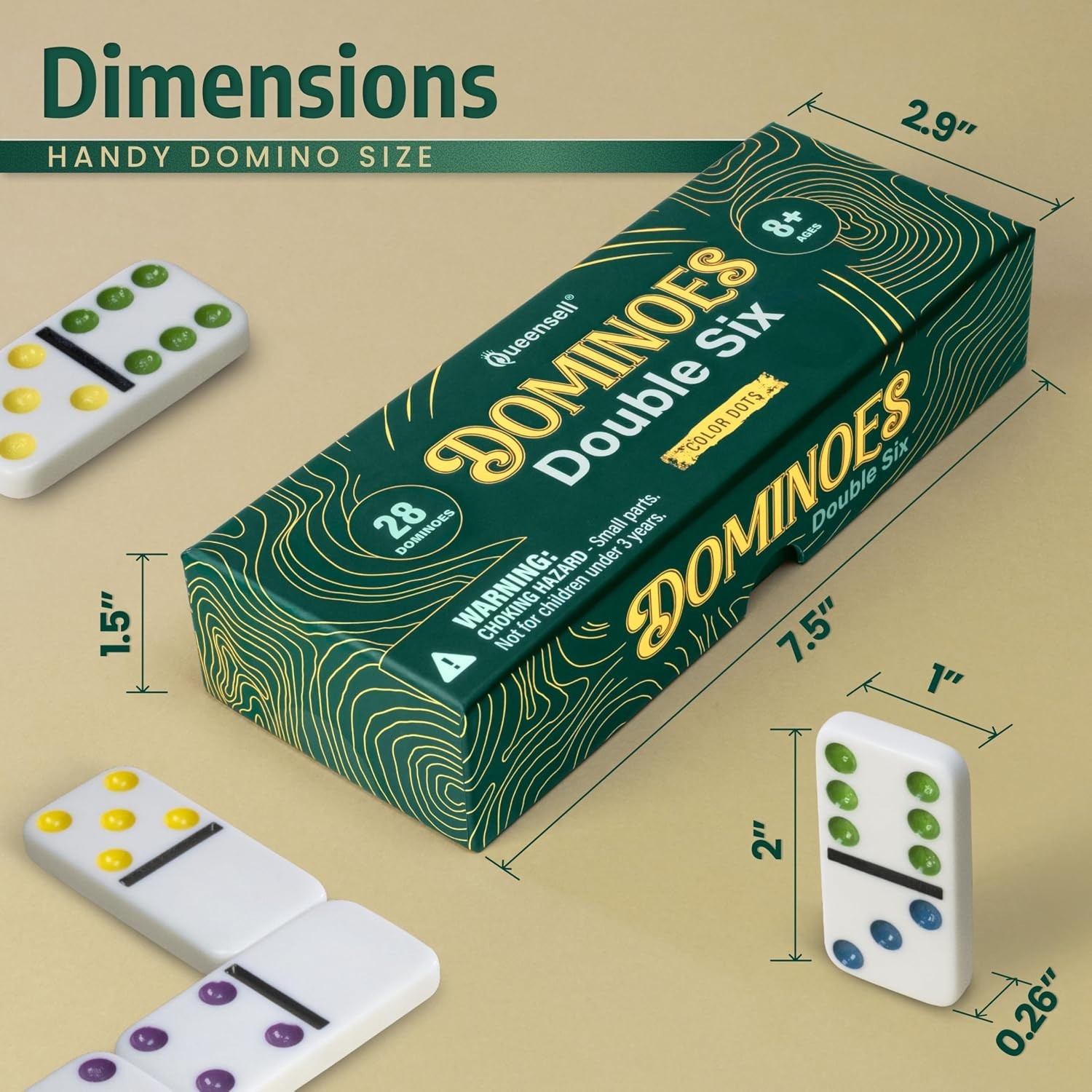 Dominos Set for Adults and Kids with Colored Dots – Double 6 Dominoes Set – C…