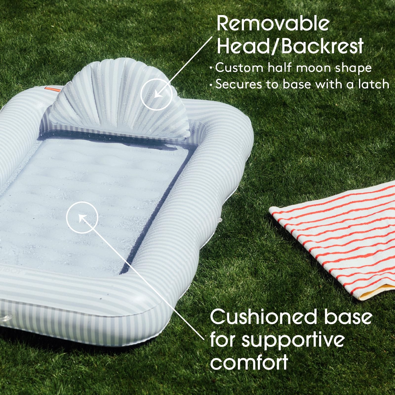 Inflatable Pool Lounger Float 72 x48 XL Blue Stripe Tanning FUNBOY 72×48 Luxury