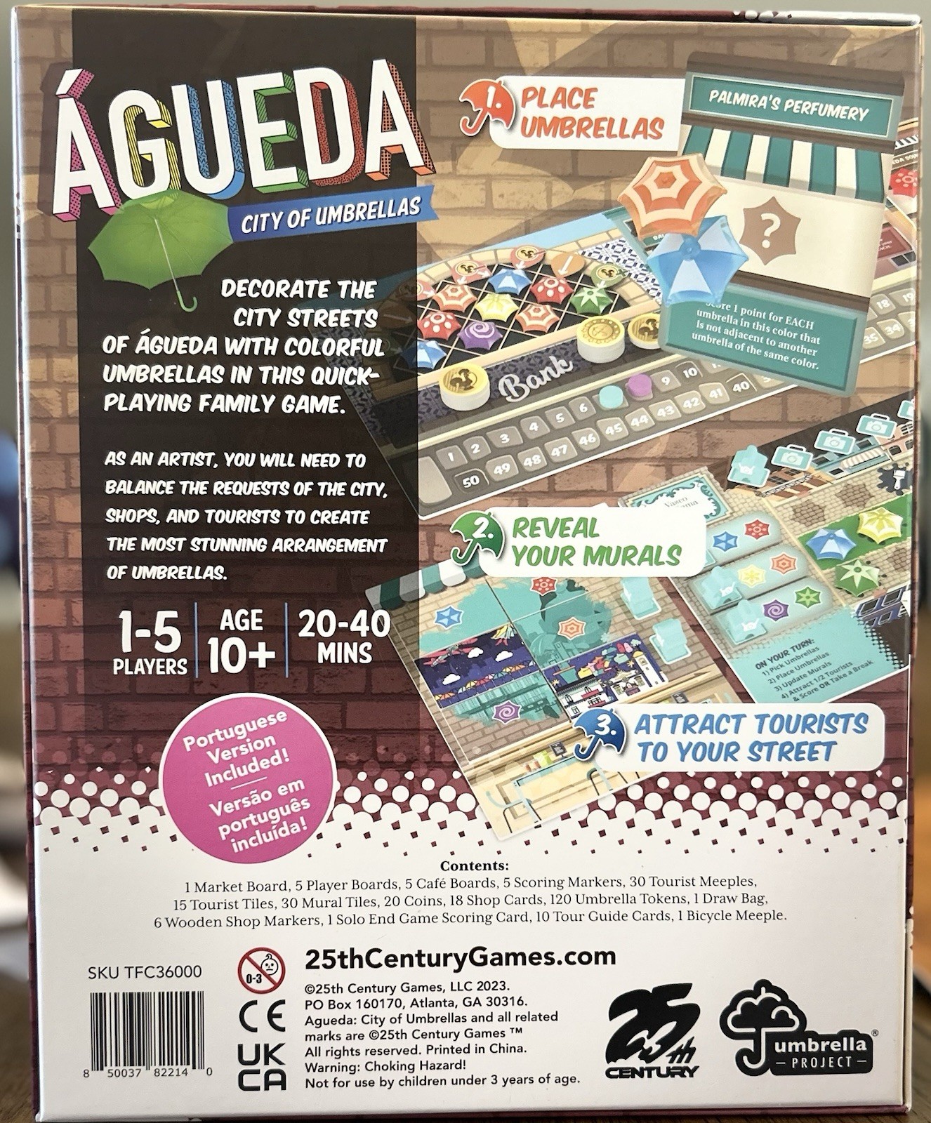Águeda City of Umbrellas Board Game Unpunched ( Portuguese Version Included)