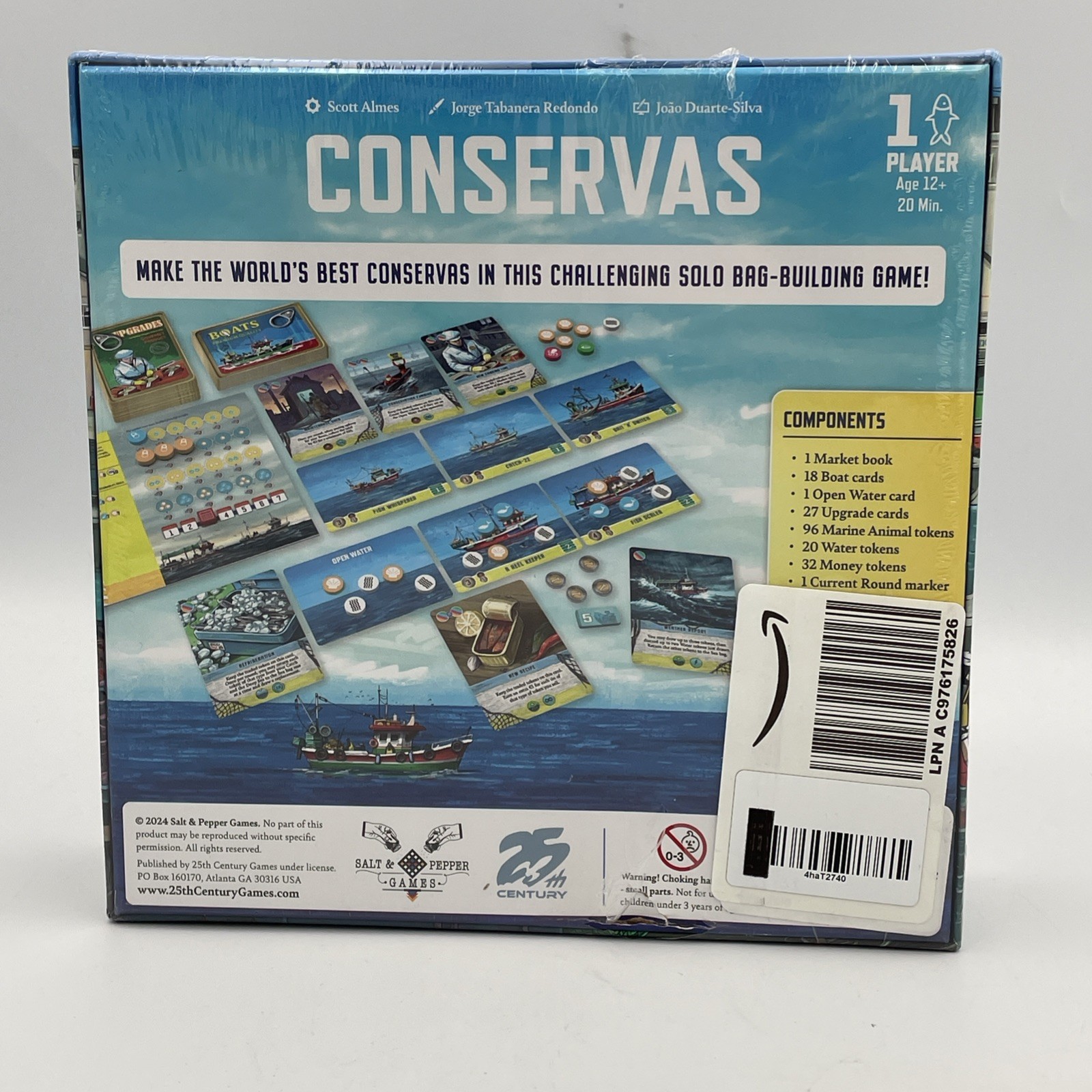 Conservas Board Game .. Challenging nautical themed solo bag building