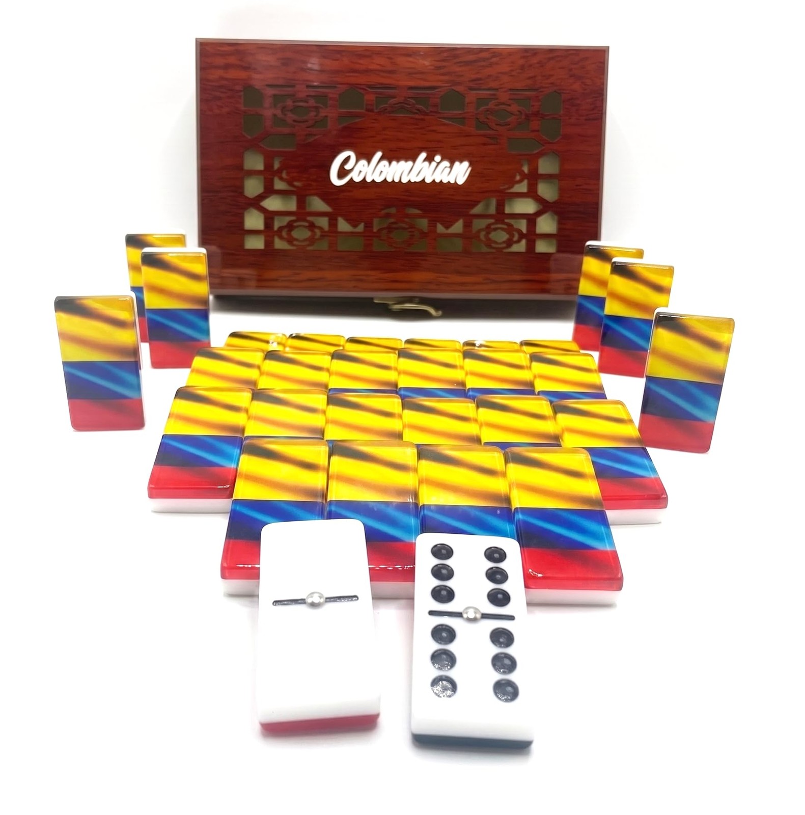 Colombian Premium Edition Dominoes Set Deluxe – Double Six Domino Tiles with …