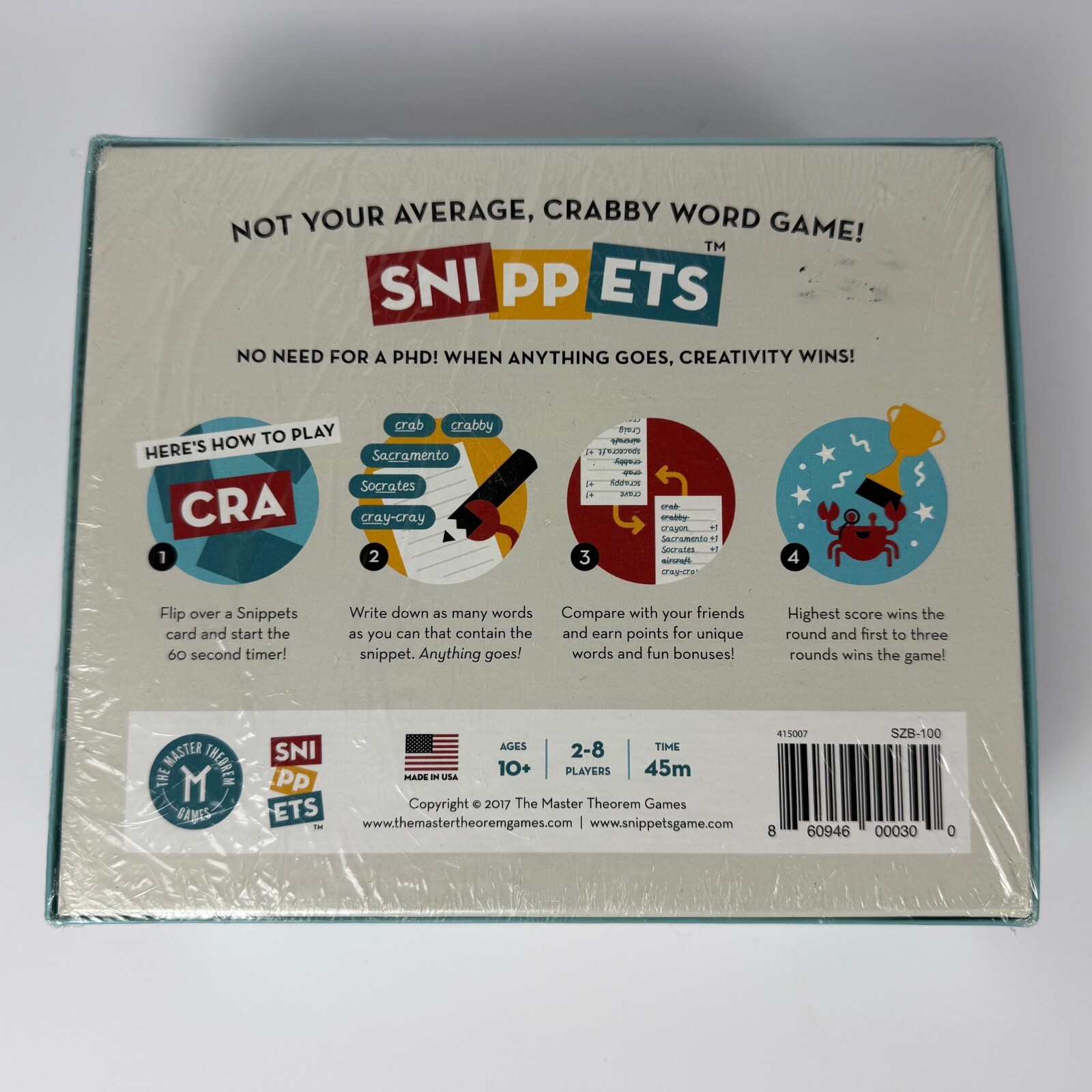 Snippets – The Fast Paced, Anything Goes Word Game, Board Game Brand New