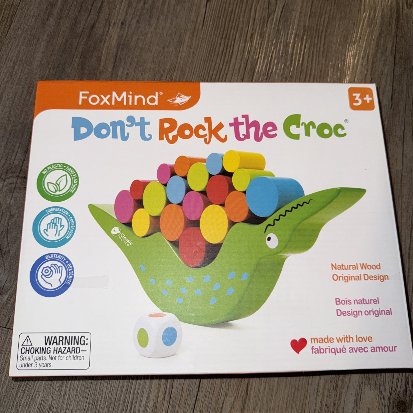 FoxMind Boardgame Don’t Rock The Croc Box New Natural Wood Toddler Age 3+