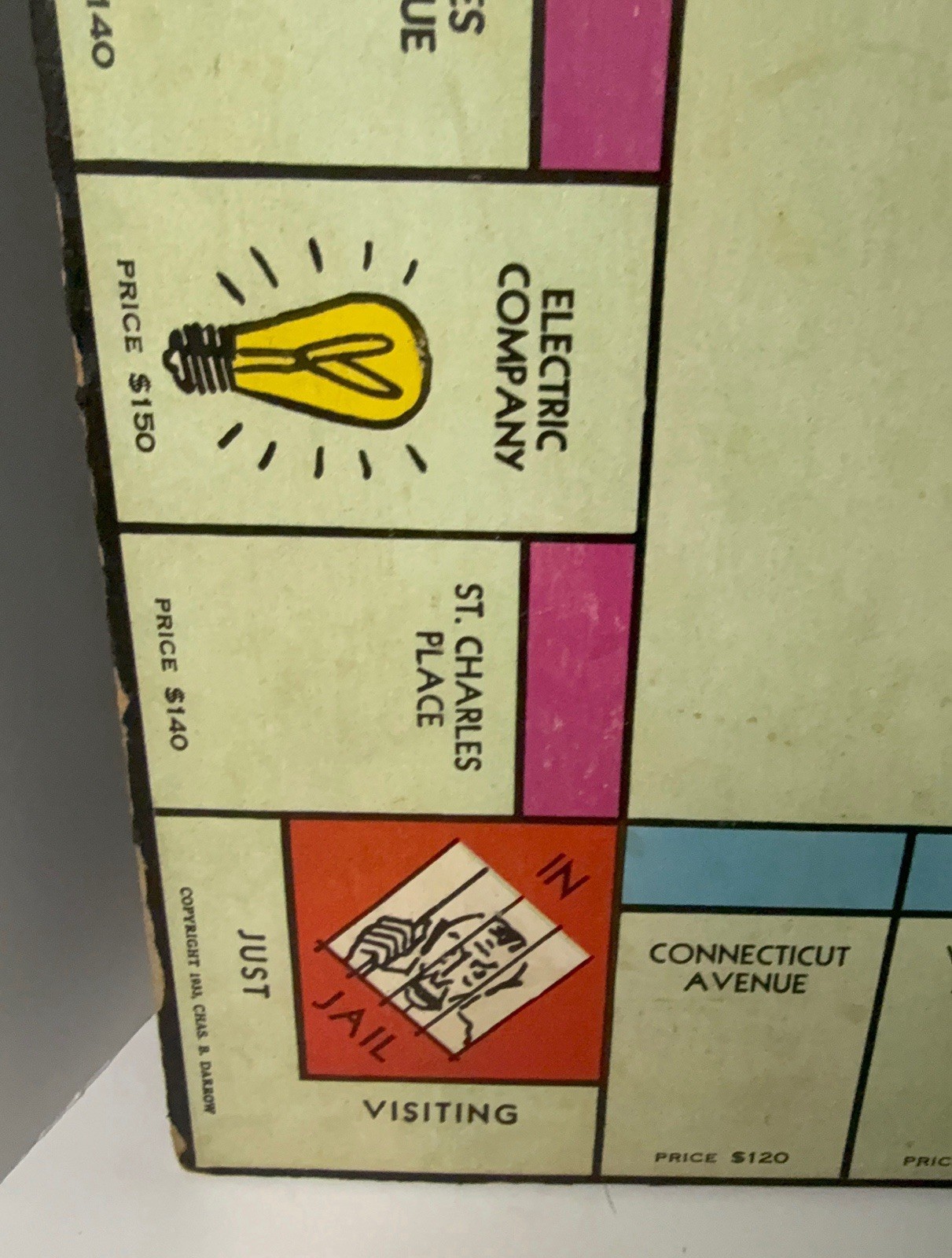 VINTAGE MONOPOLY BOARD 1935 – 1933 CHAS. B. DARROW- BOARD ONLY