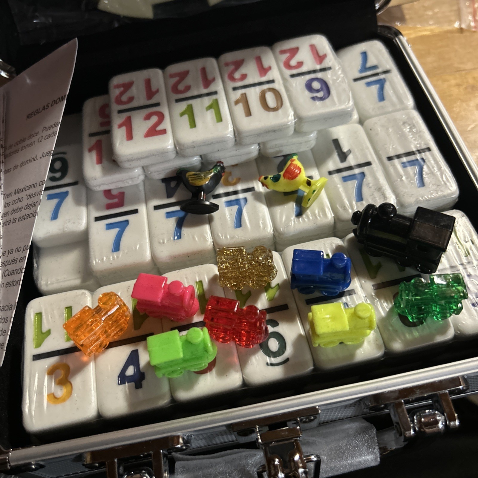 Mexican Train & Chicken Domino Set Pro Set of 91 Double 12 W/ Case CHH games
