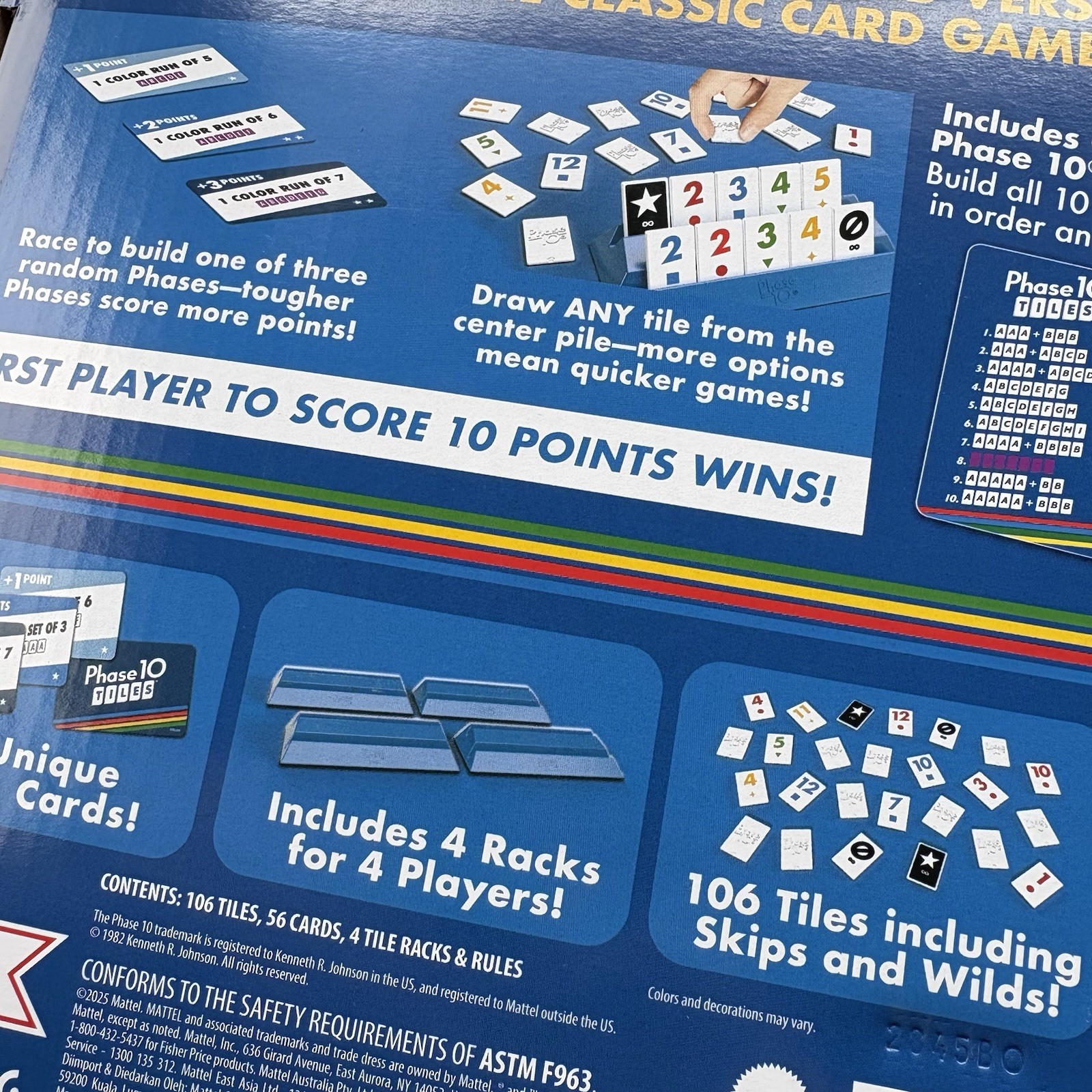 Phase 10 Tiles Game – Quick Rummy Play for 2-4 Players with Unique Phases – NEW