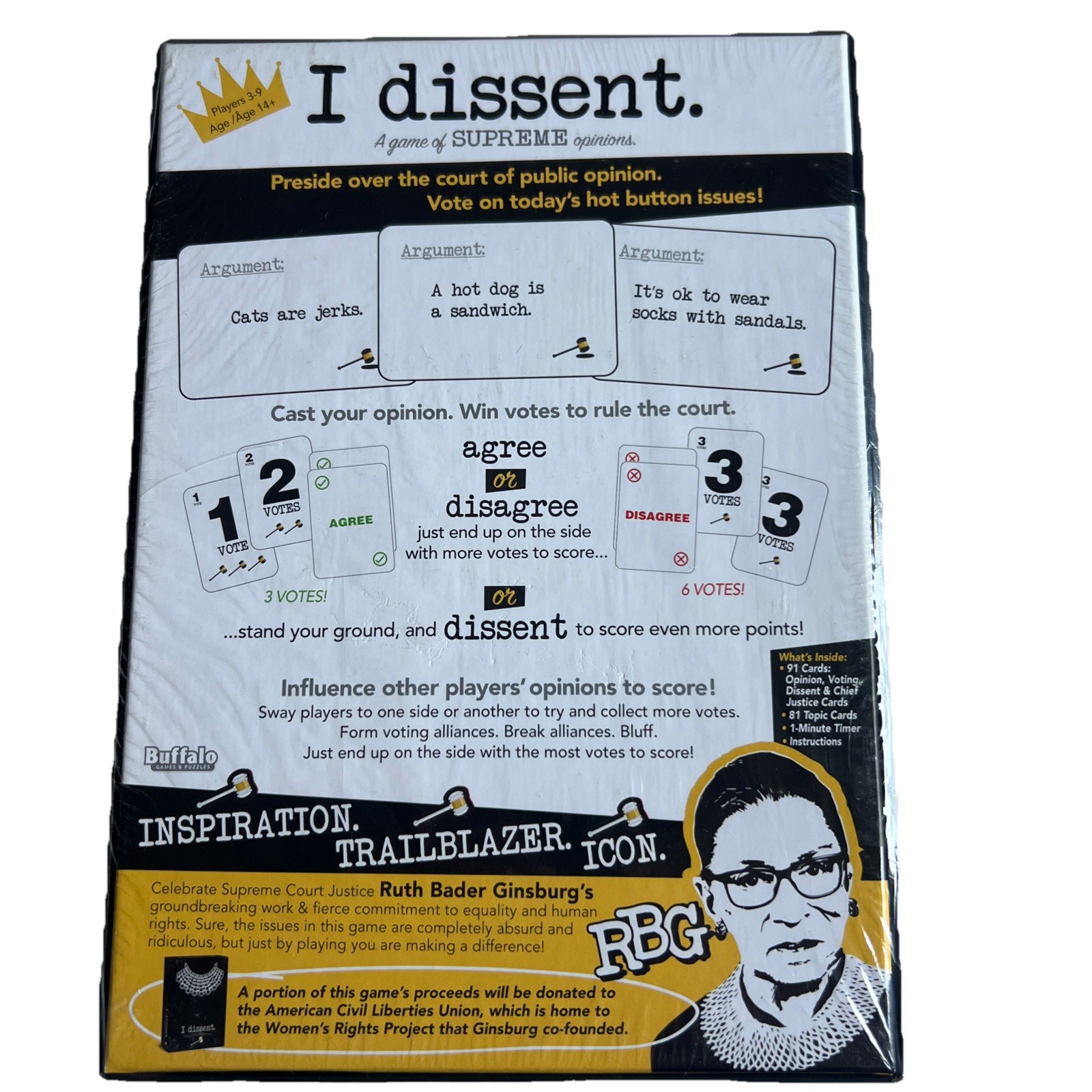 I Dissent Board Game A Game of Supreme Opinions RBG Ruth Bader Ginsburg NEW SEAL