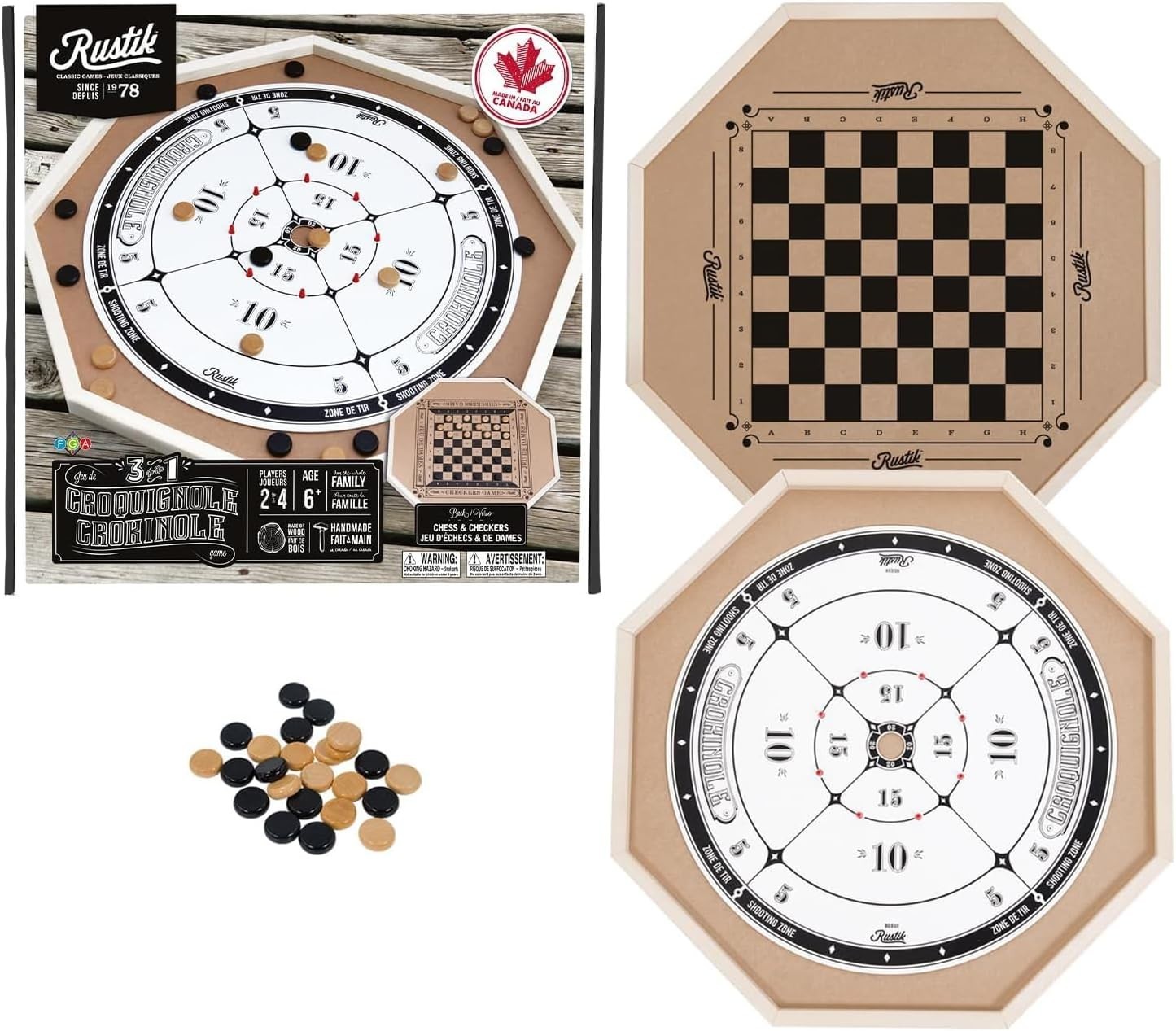 Educational Crokinole & Checkers Game: Foster Literacy & Strategic Thinking
