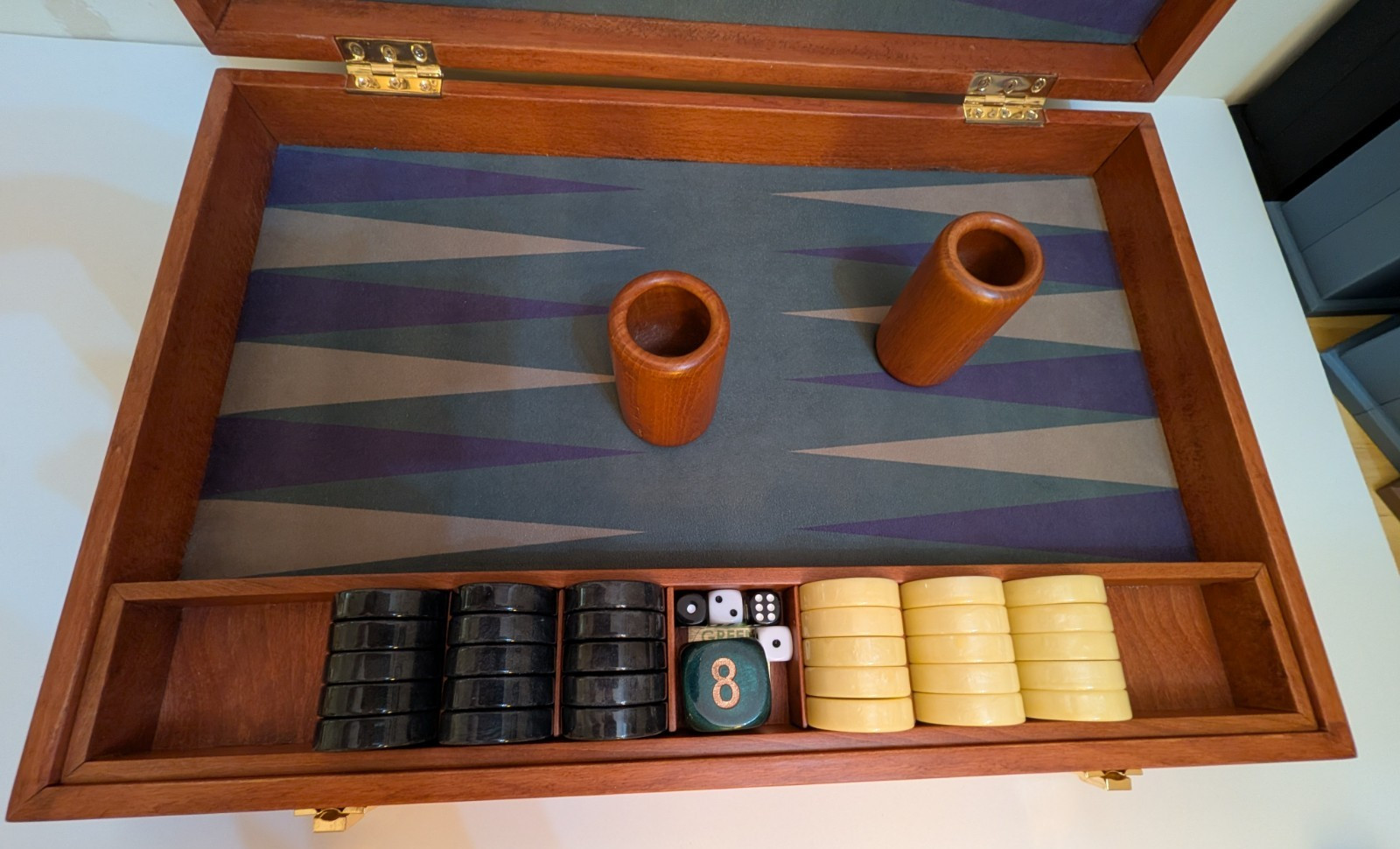 Green Backgammon Turkey Handmade Tournament Size Backgammon Set 14×21